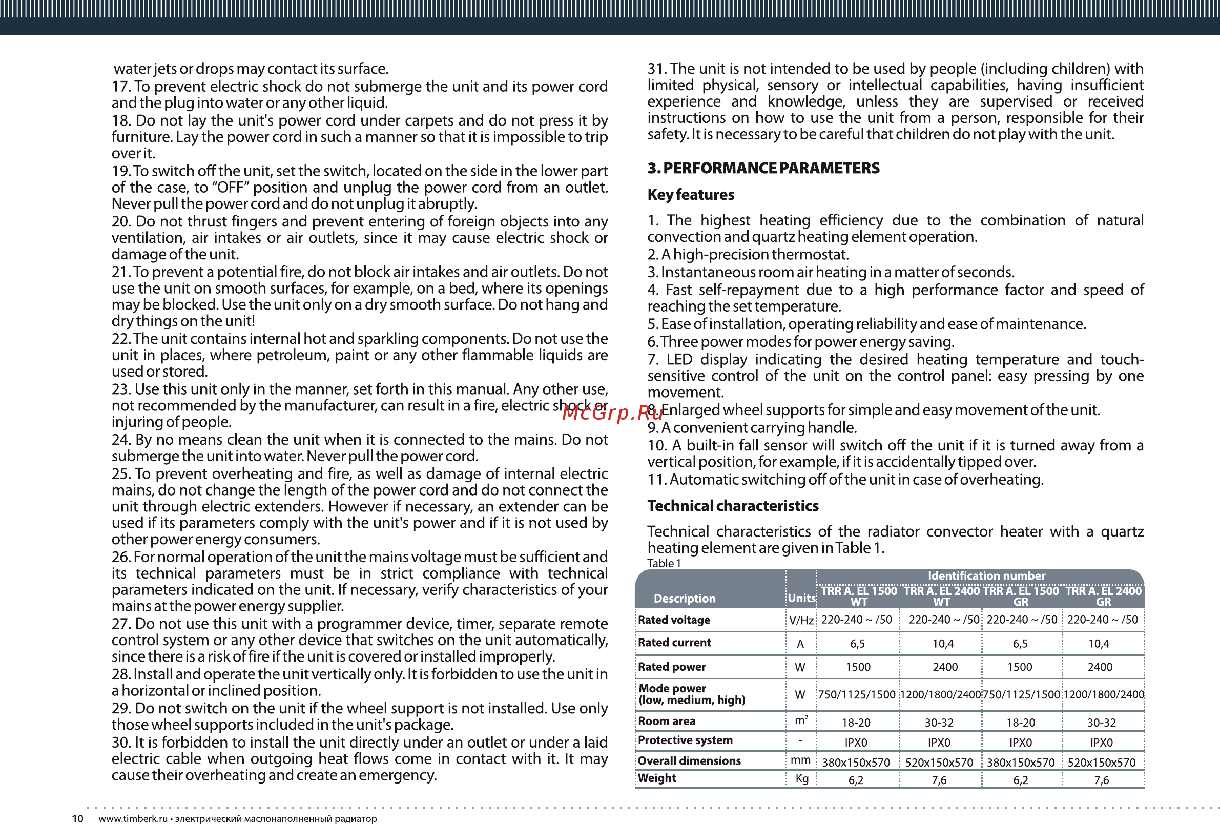Timberk trr.a el 1500 gr [10/16] Page 10