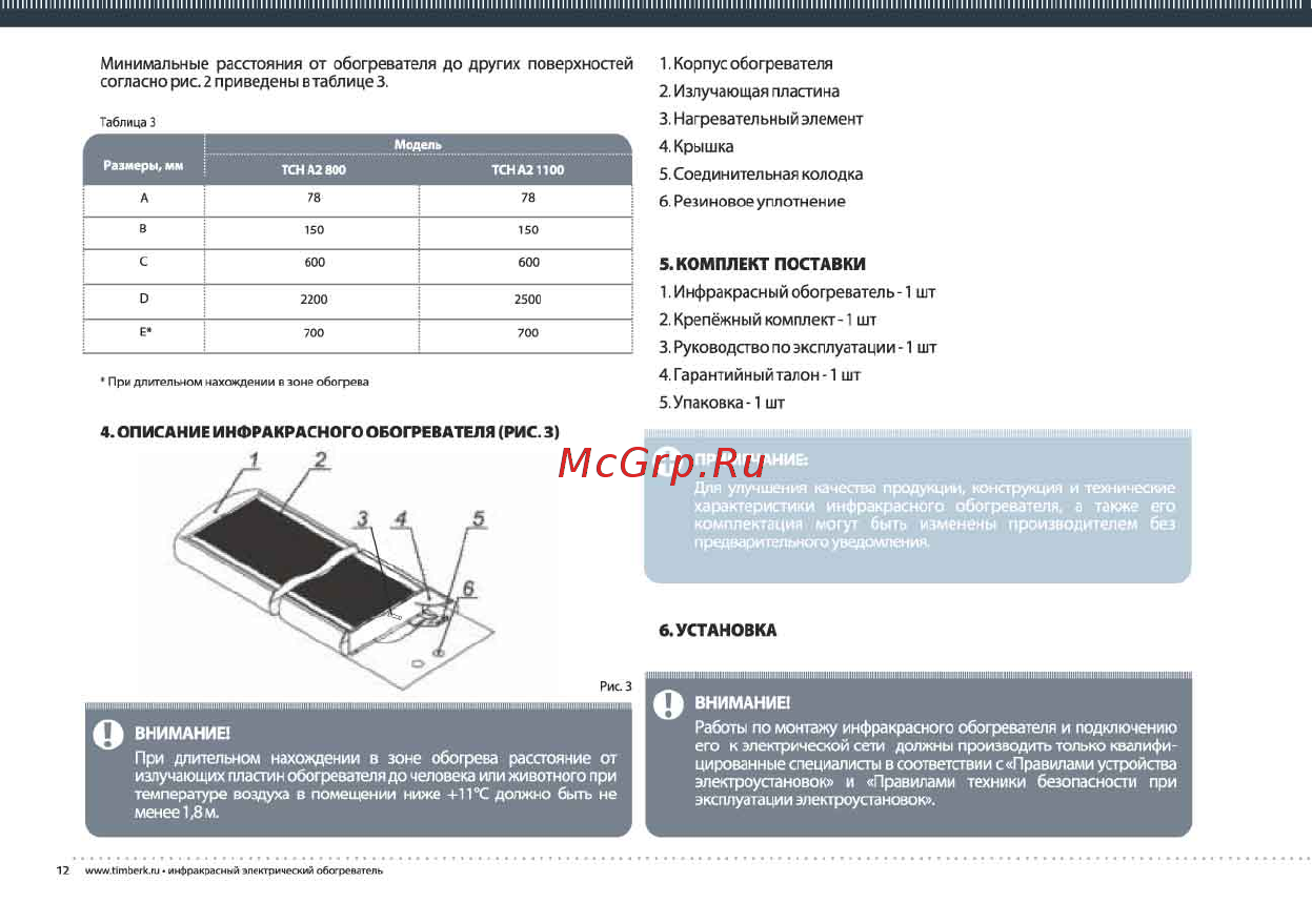 Timberk tch a2 800 Инструкция по эксплуатации онлайн [12/17] 201671