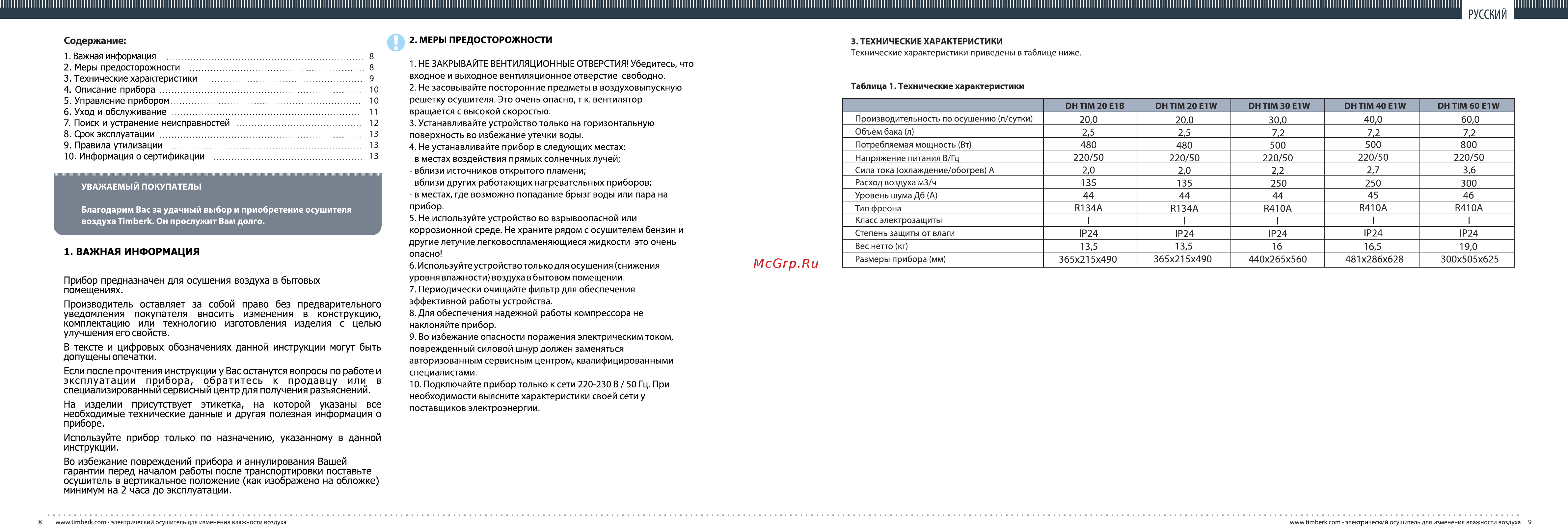 Timberk dh tim 30 e1w [8/8] Важная информация