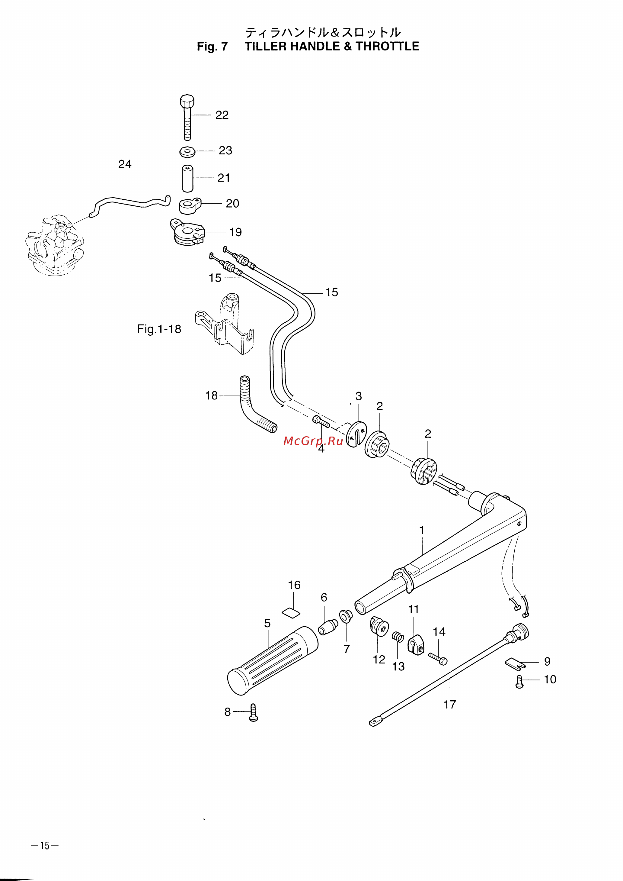 Tohatsu MFS 3.5 A2 [19/47] Fig 7 tiller handle throttle