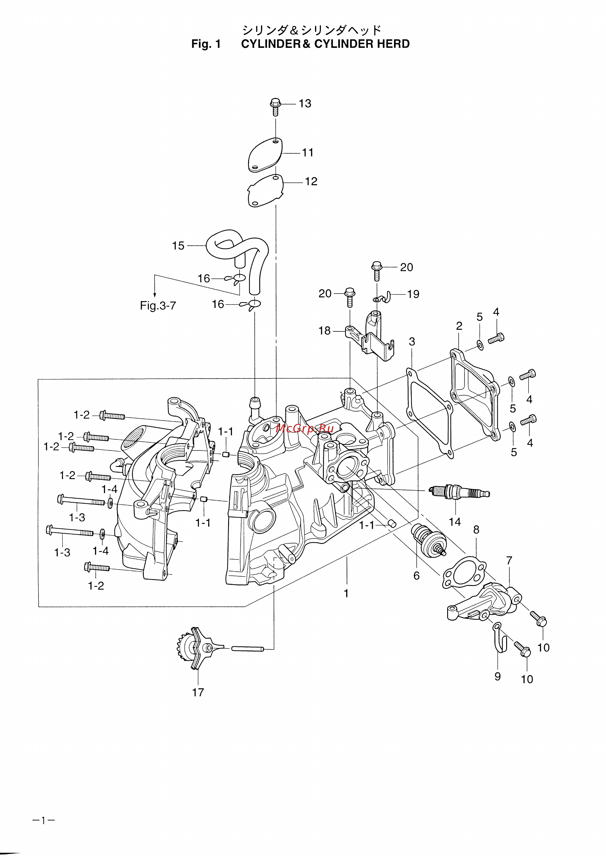 Tohatsu MFS 3.5 A2 [5/47] Fig 1 cylinder crankcase