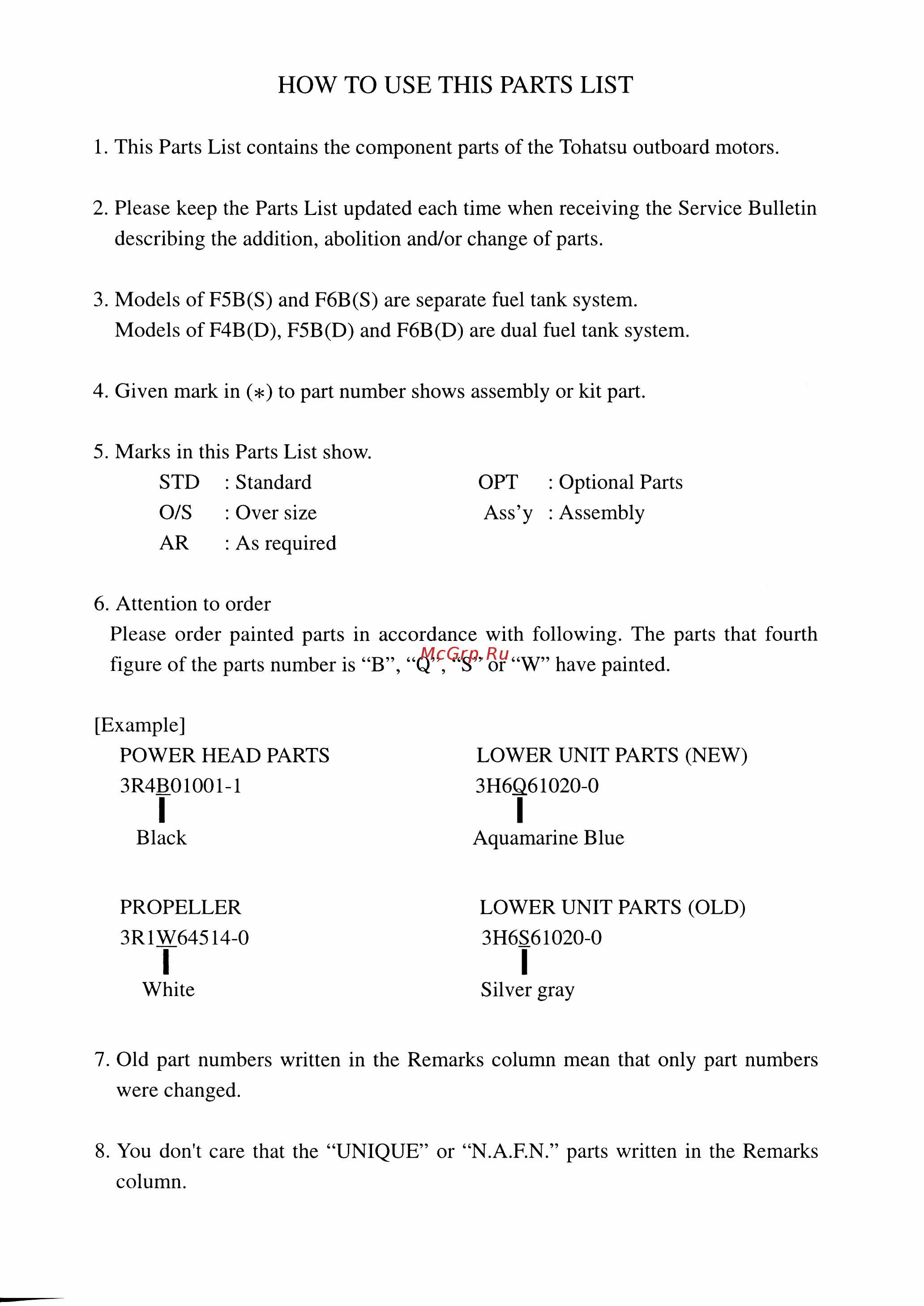 Tohatsu MFS 5 B [3/67] How to use this parts list