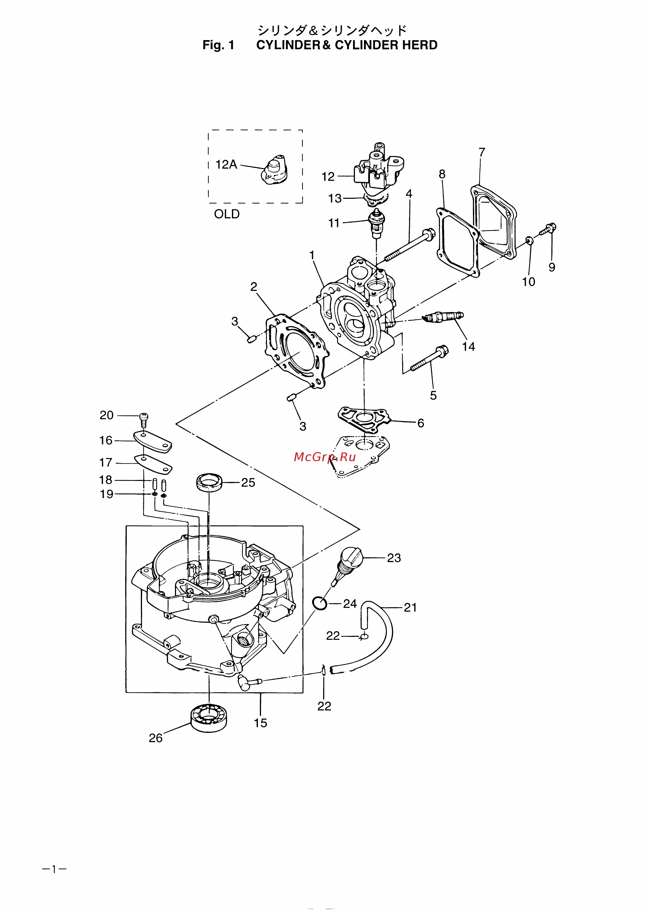 Tohatsu MFS 5 B [5/67] Fig 1 cylinder cylinder herd