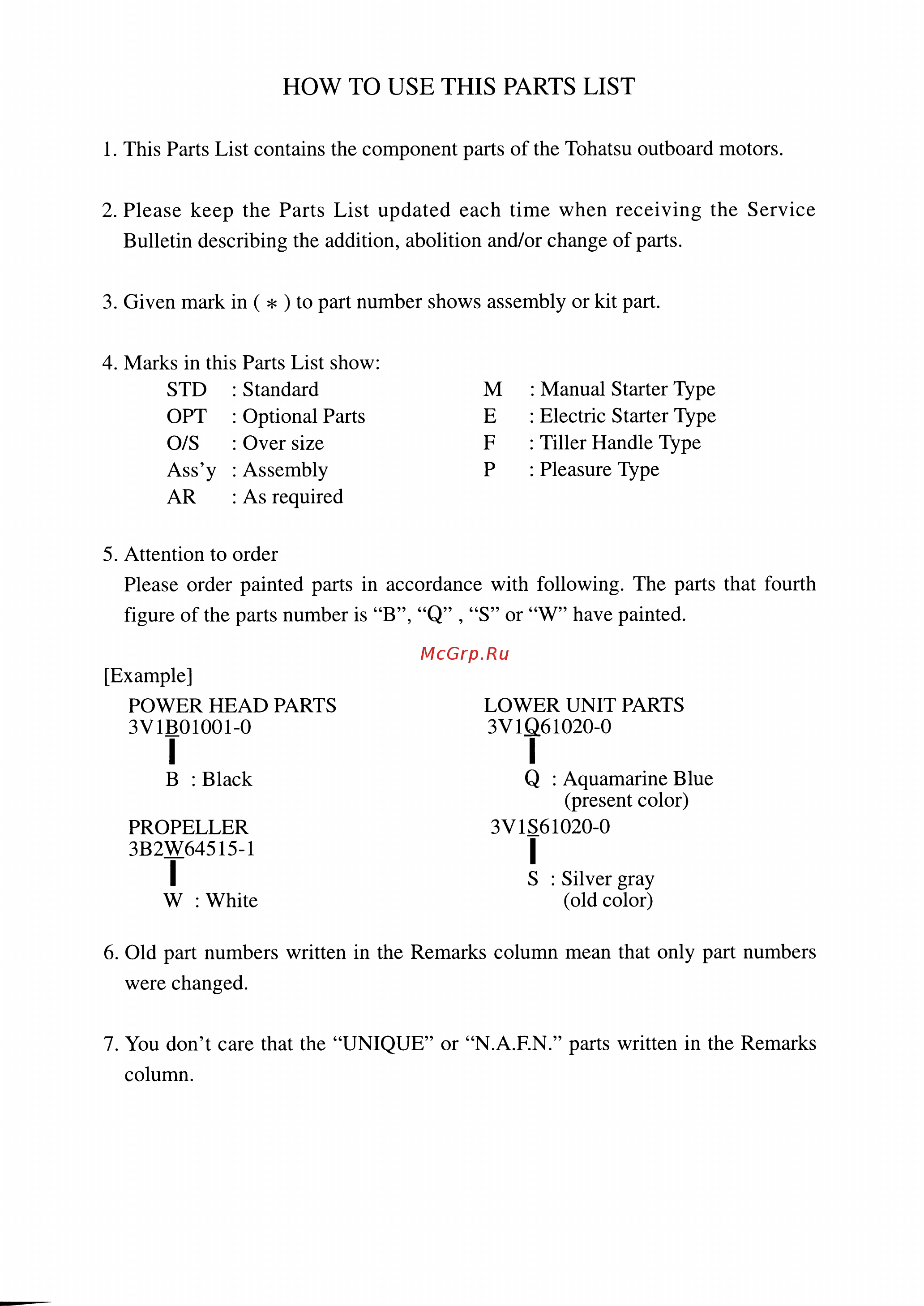 Tohatsu MFS 8 S [3/73] How to use this parts list