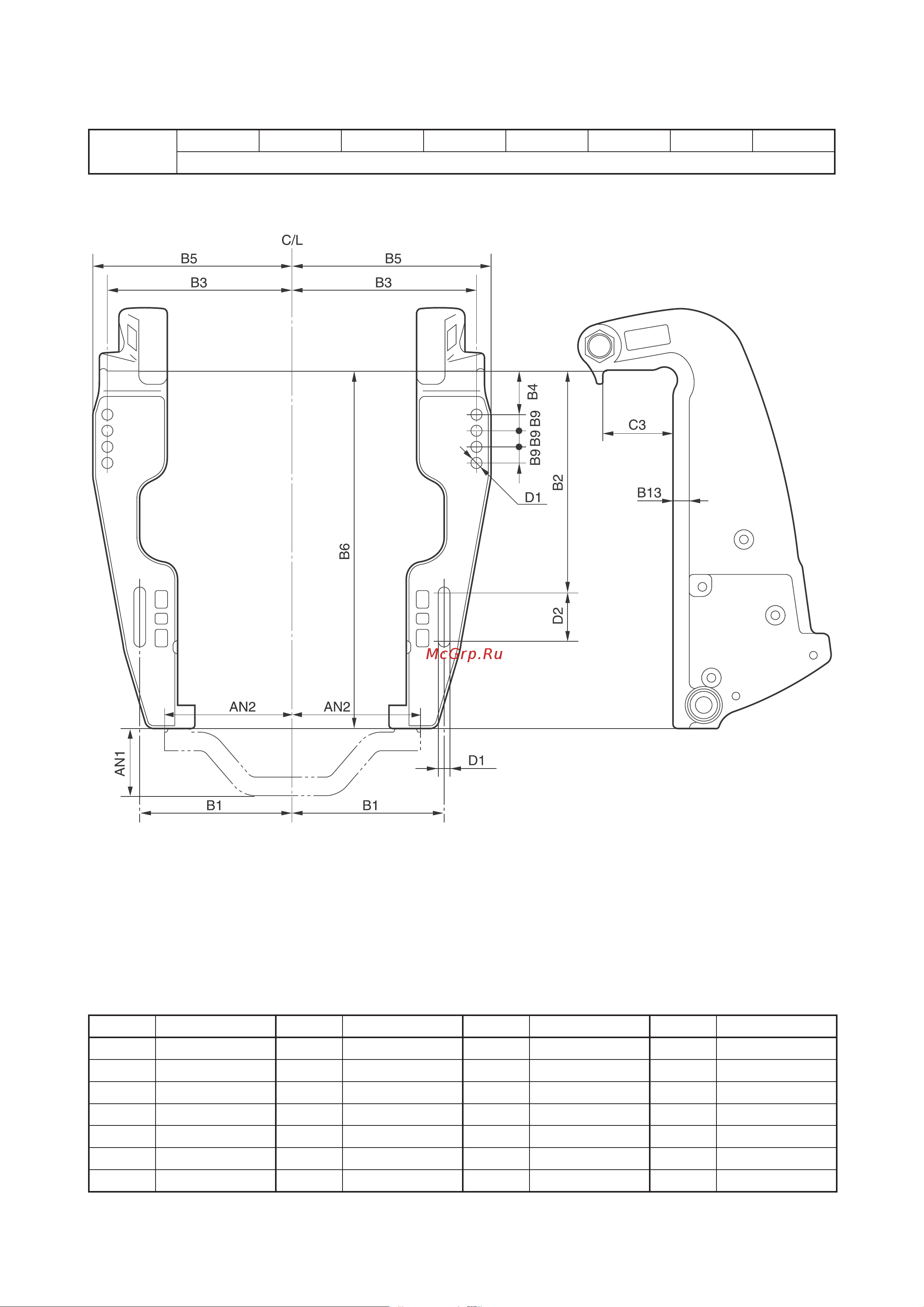 Yamaha F 70 AETL [55/232] Габаритные размеры кронштейна подвесных моторов