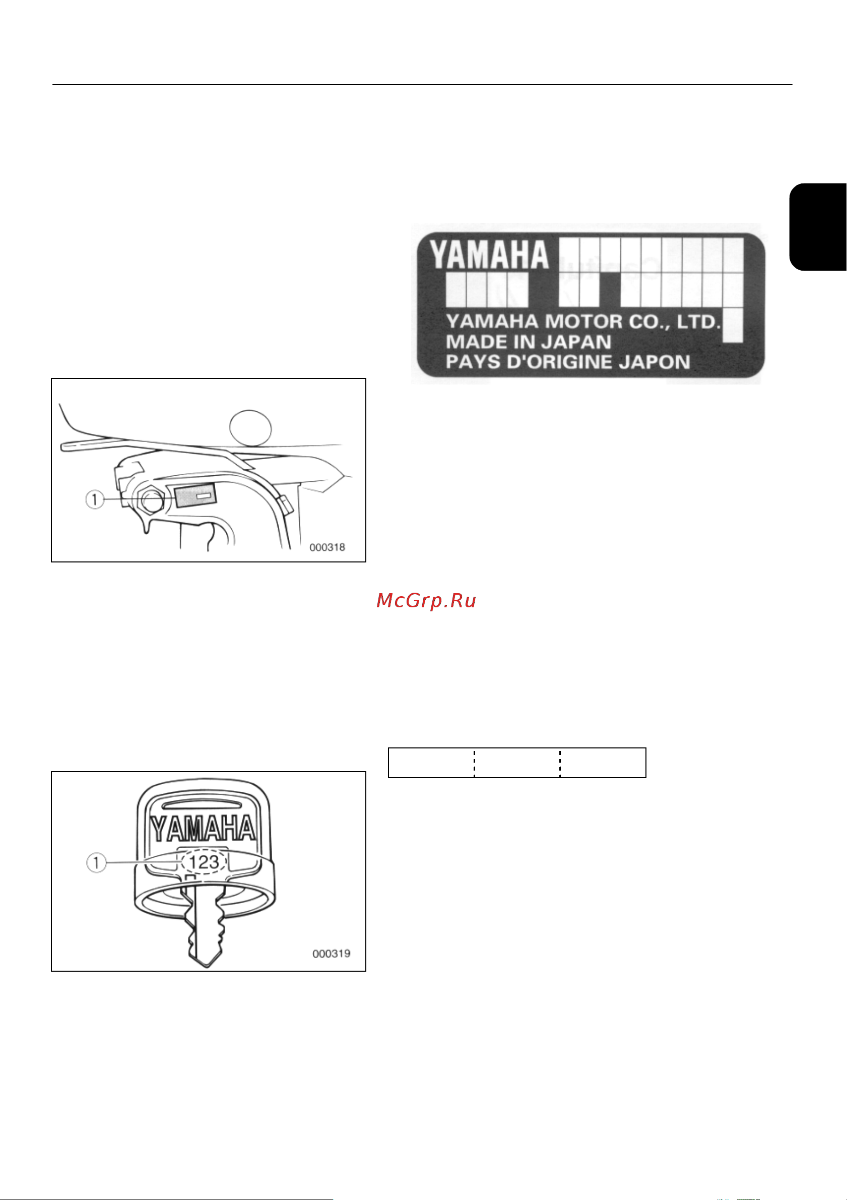 Yamaha F100 [5/139] Идентификационные номера