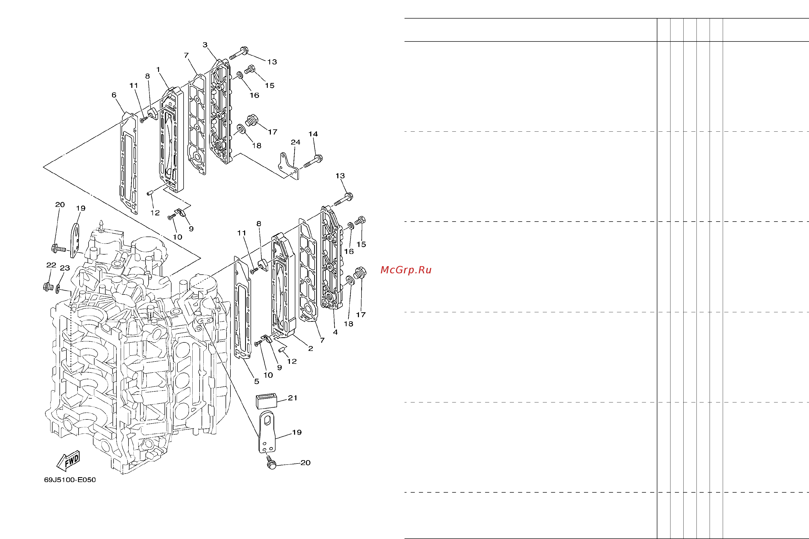Yamaha F200 AETX [13/90] Fig 5 cylinder crankcase 3