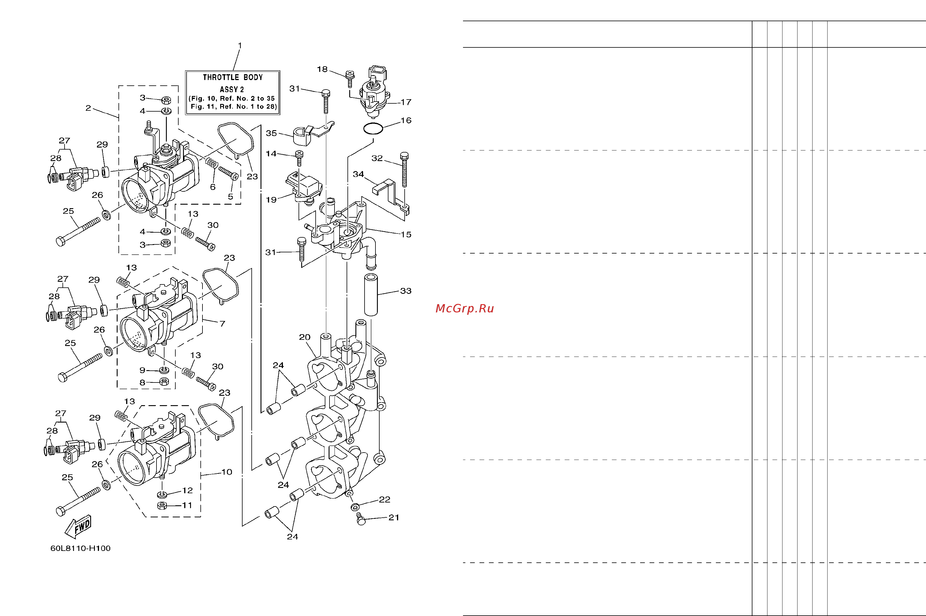 Yamaha F200 AETX [24/90] Fig 10 throttle body assy 2