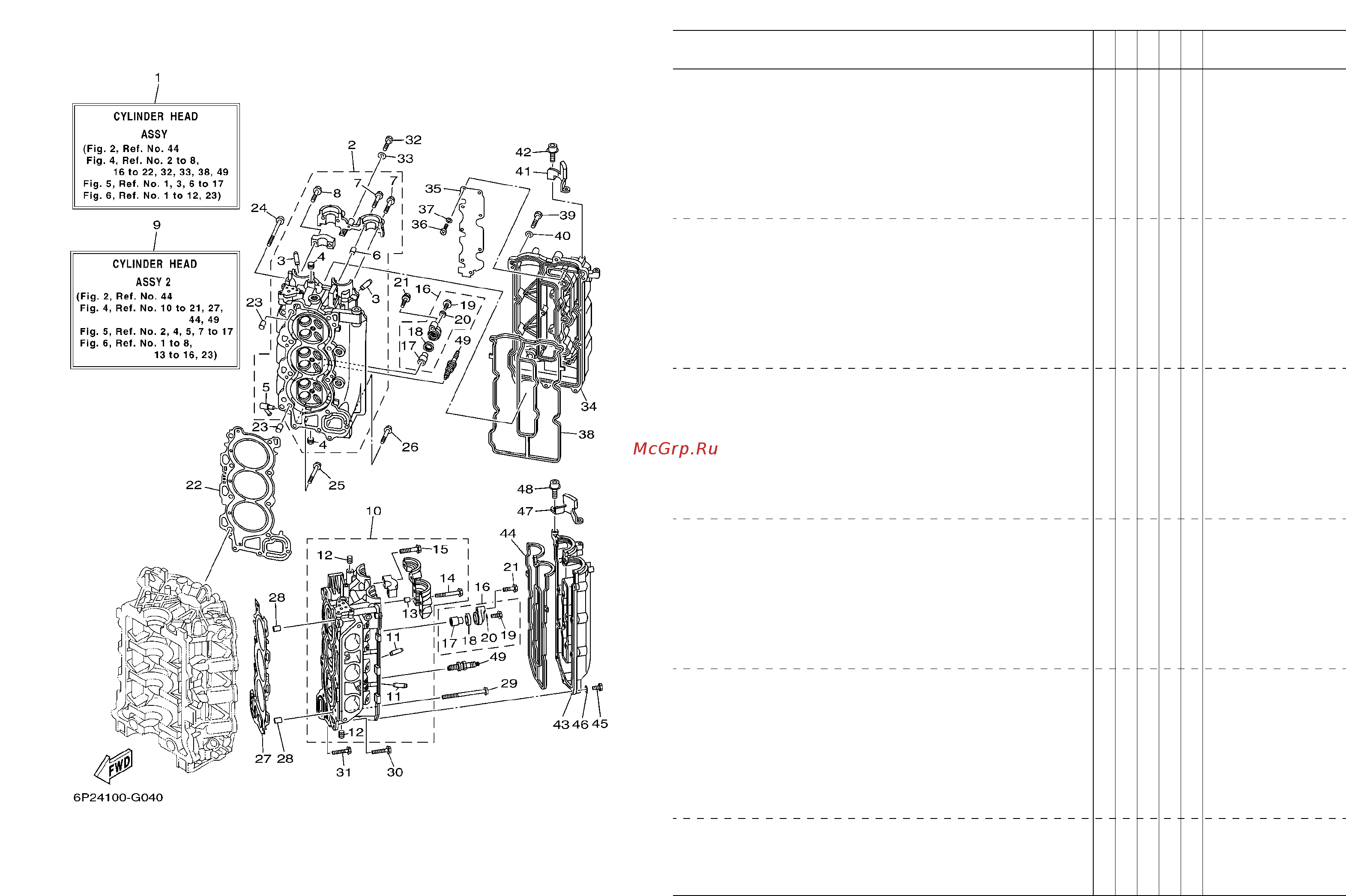 Yamaha F 250 [12/89] Fig 4 cylinder crankcase 2 cilindro carter 2