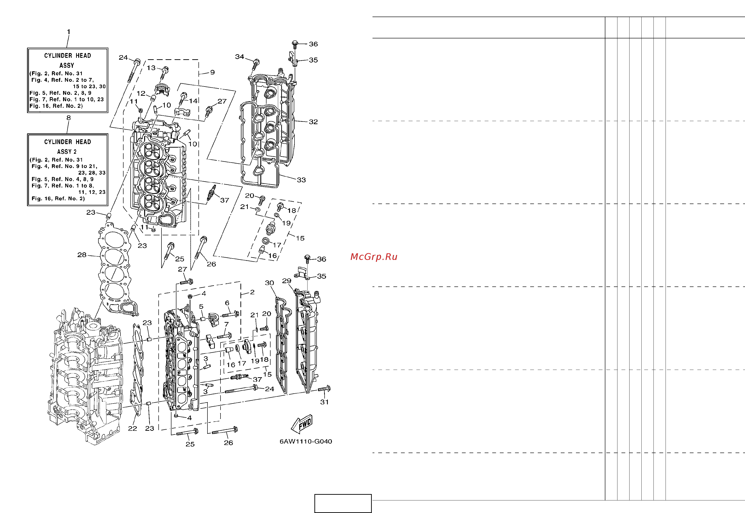 Yamaha F 350 [12/82] Fig 4 cylinder crankcase 2 cylindre carter 2