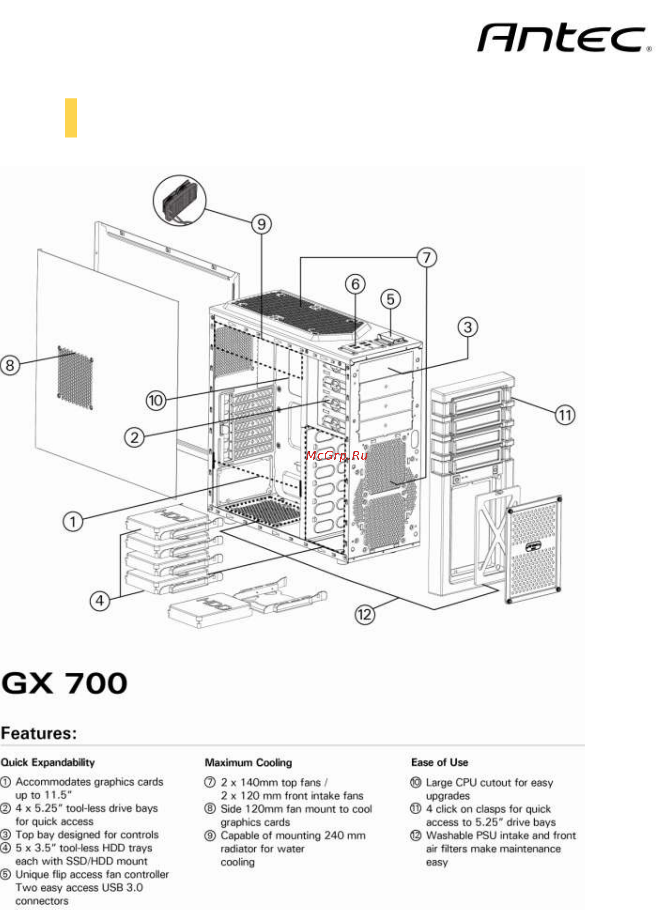 Antec GX700 Руководство по эксплуатации онлайн [5/25] 202968