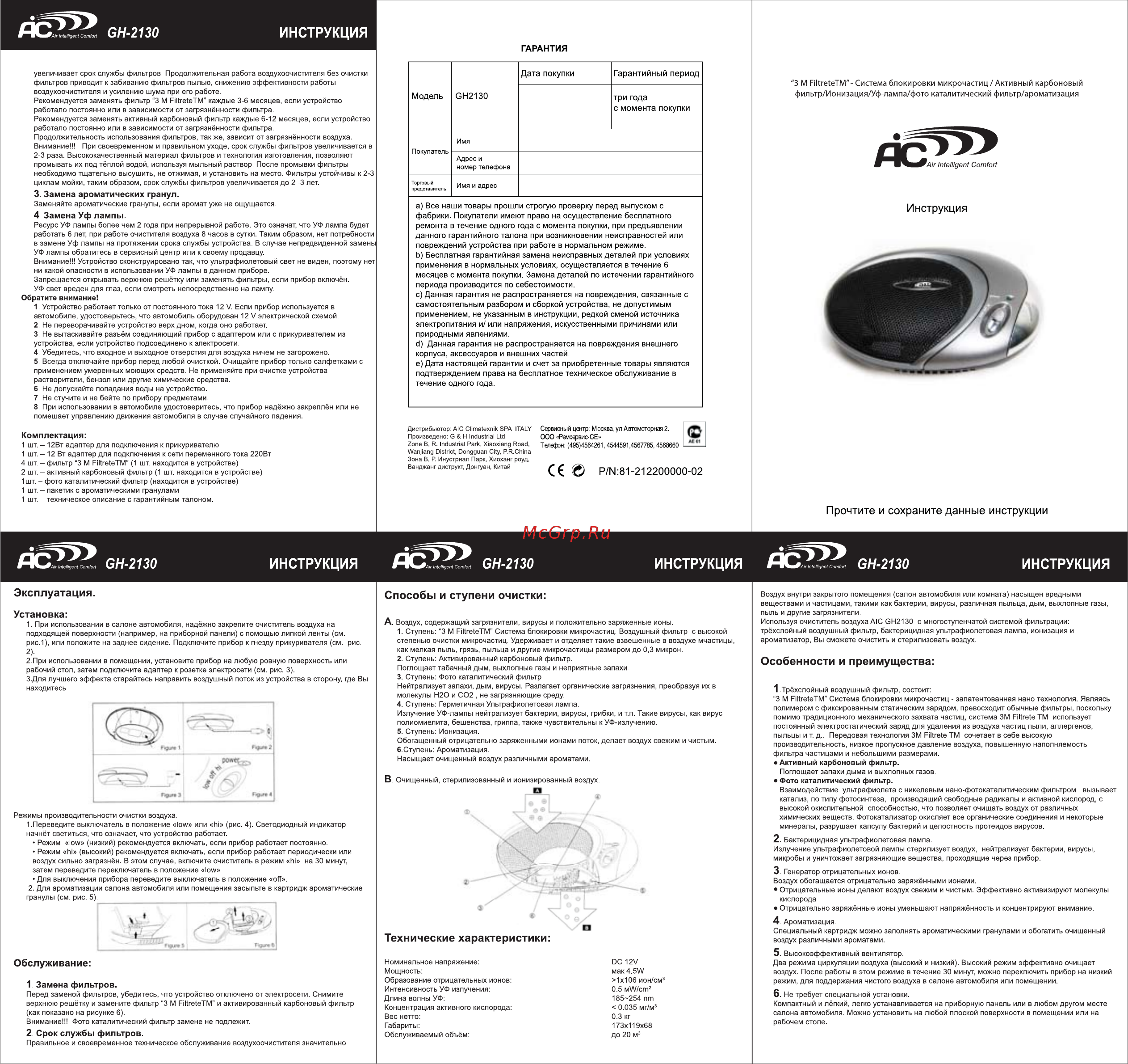 AIC GH-2130 Инструкция по эксплуатации онлайн