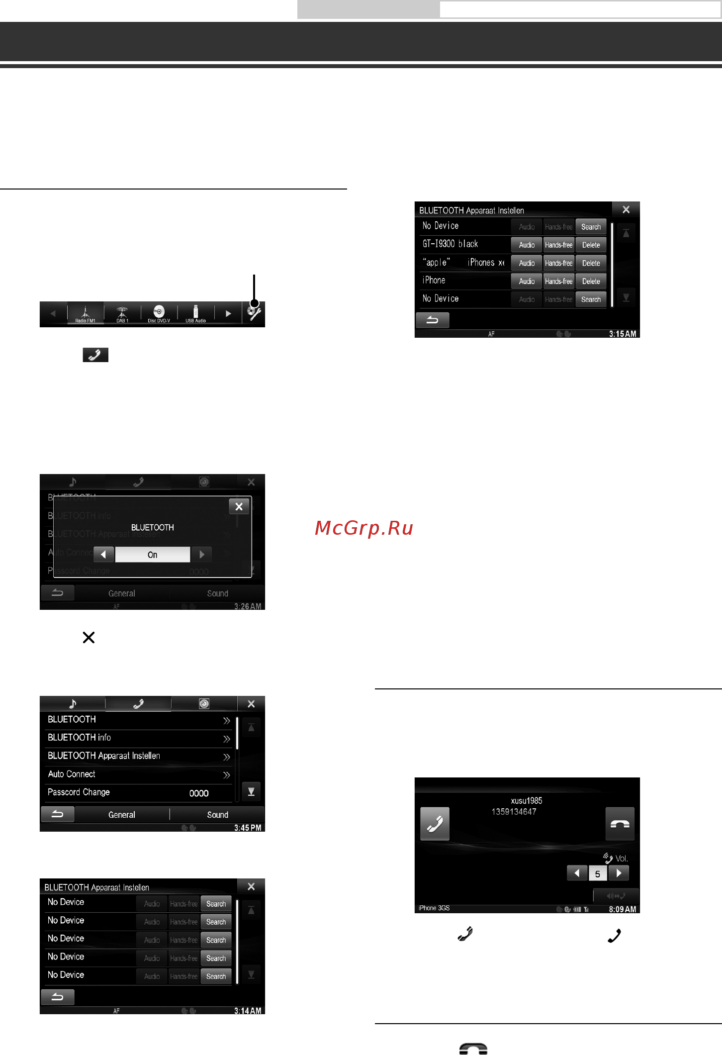Alpine X800D-V [108/148] Handsfree bediening van de telefoon