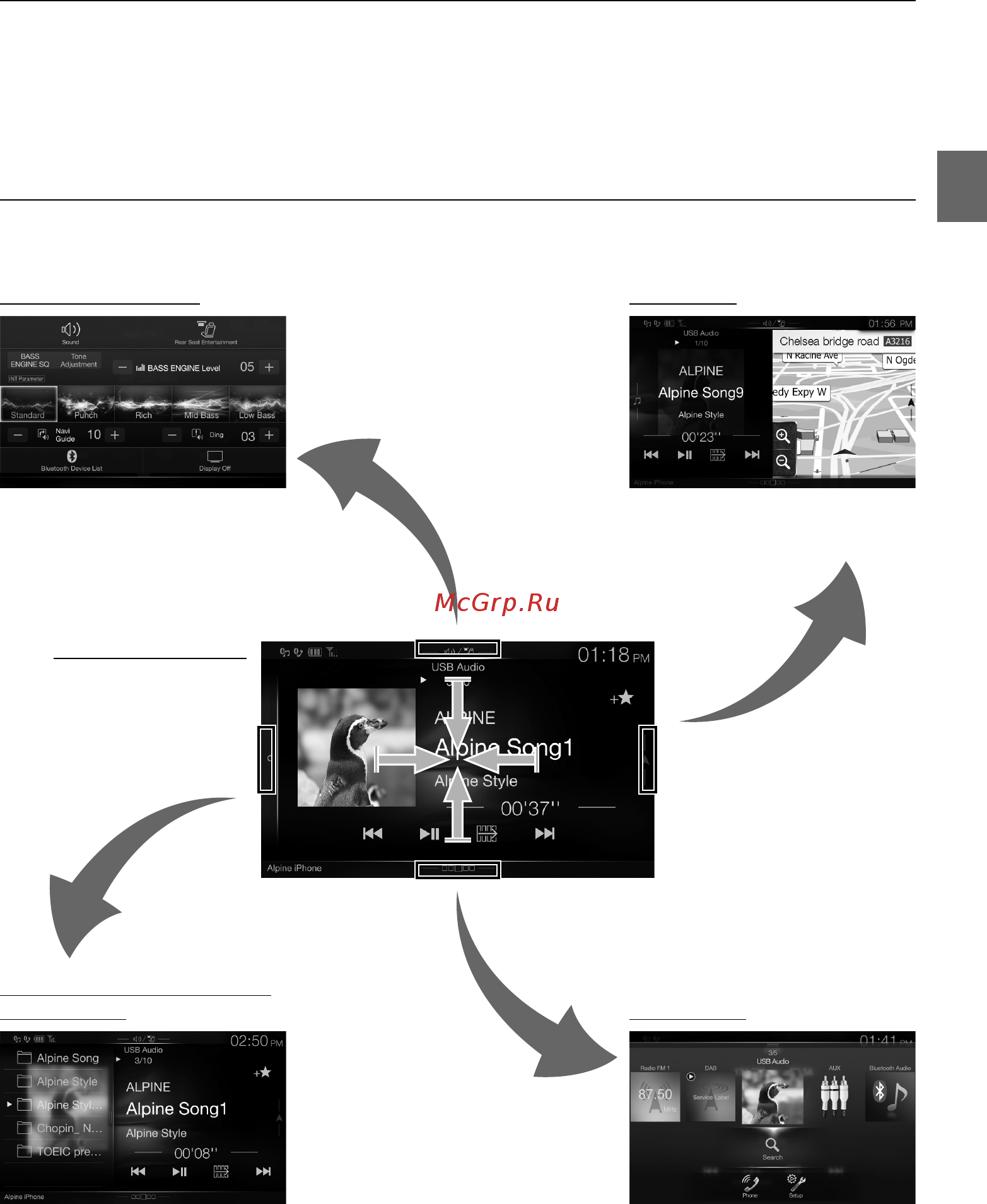 Alpine X701D-A4 [7/188] Switching the audio sources screen to a dedicated screen