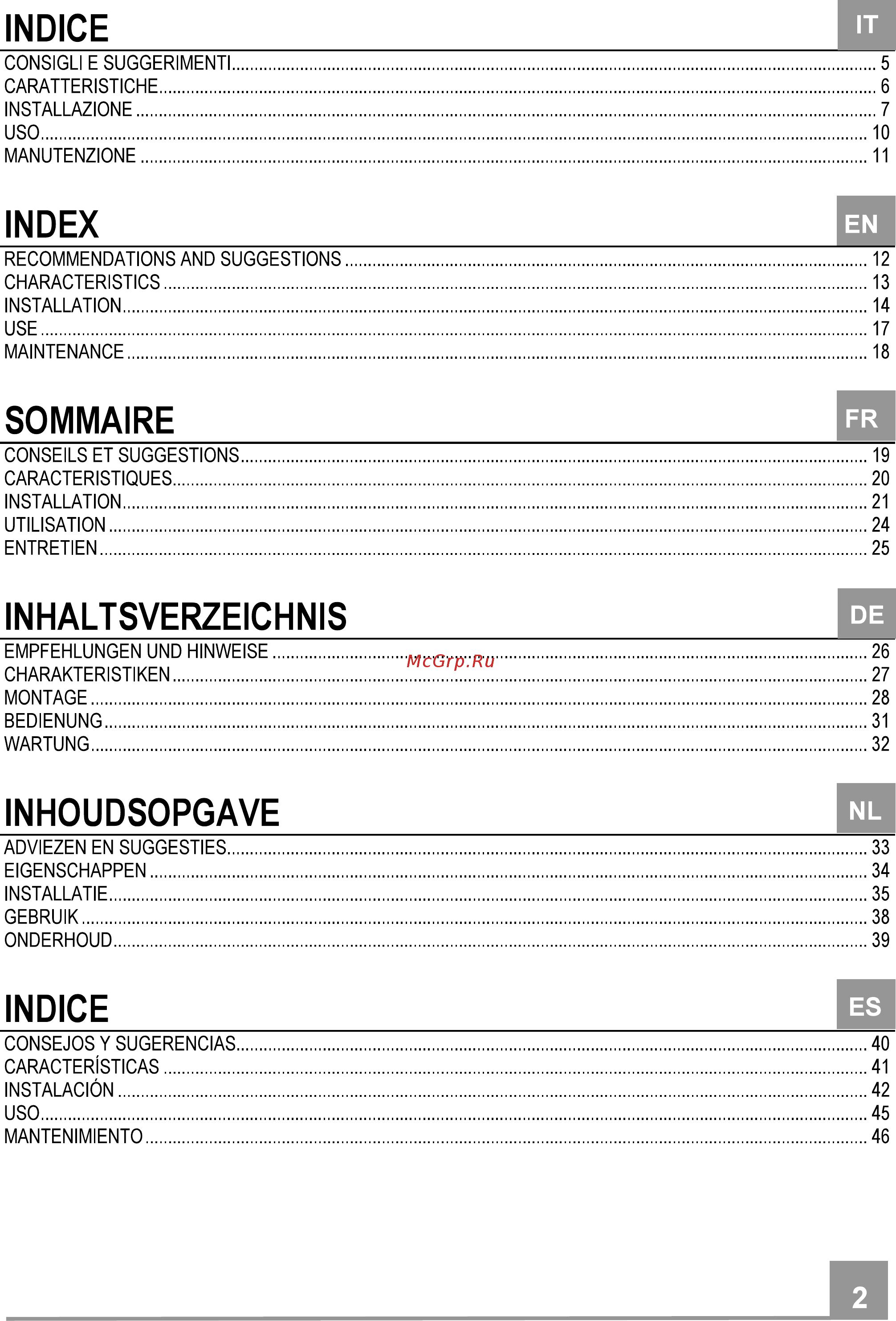 Smeg KFV62DNE [2/11] Indice