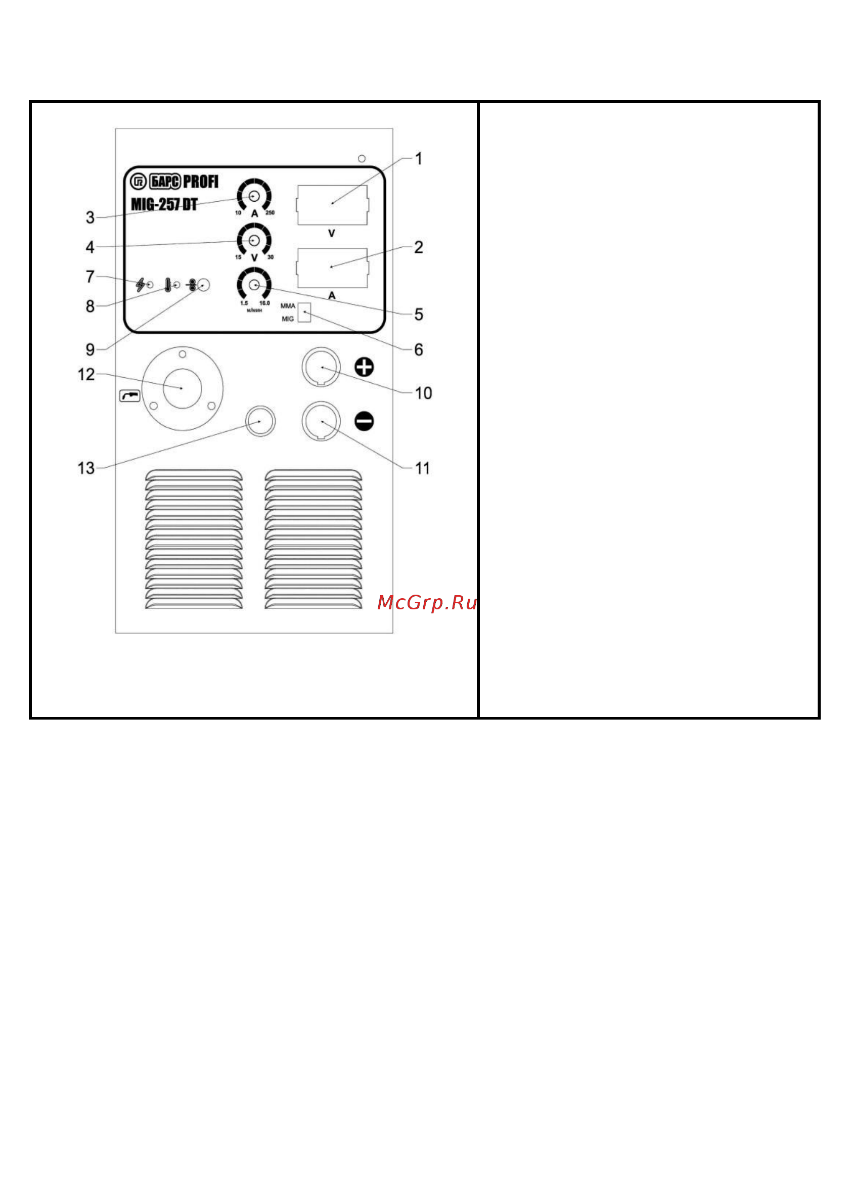 Барс profi mig-167 d 220 в св000006600 [11/36] Передняя панель mig 257 dt