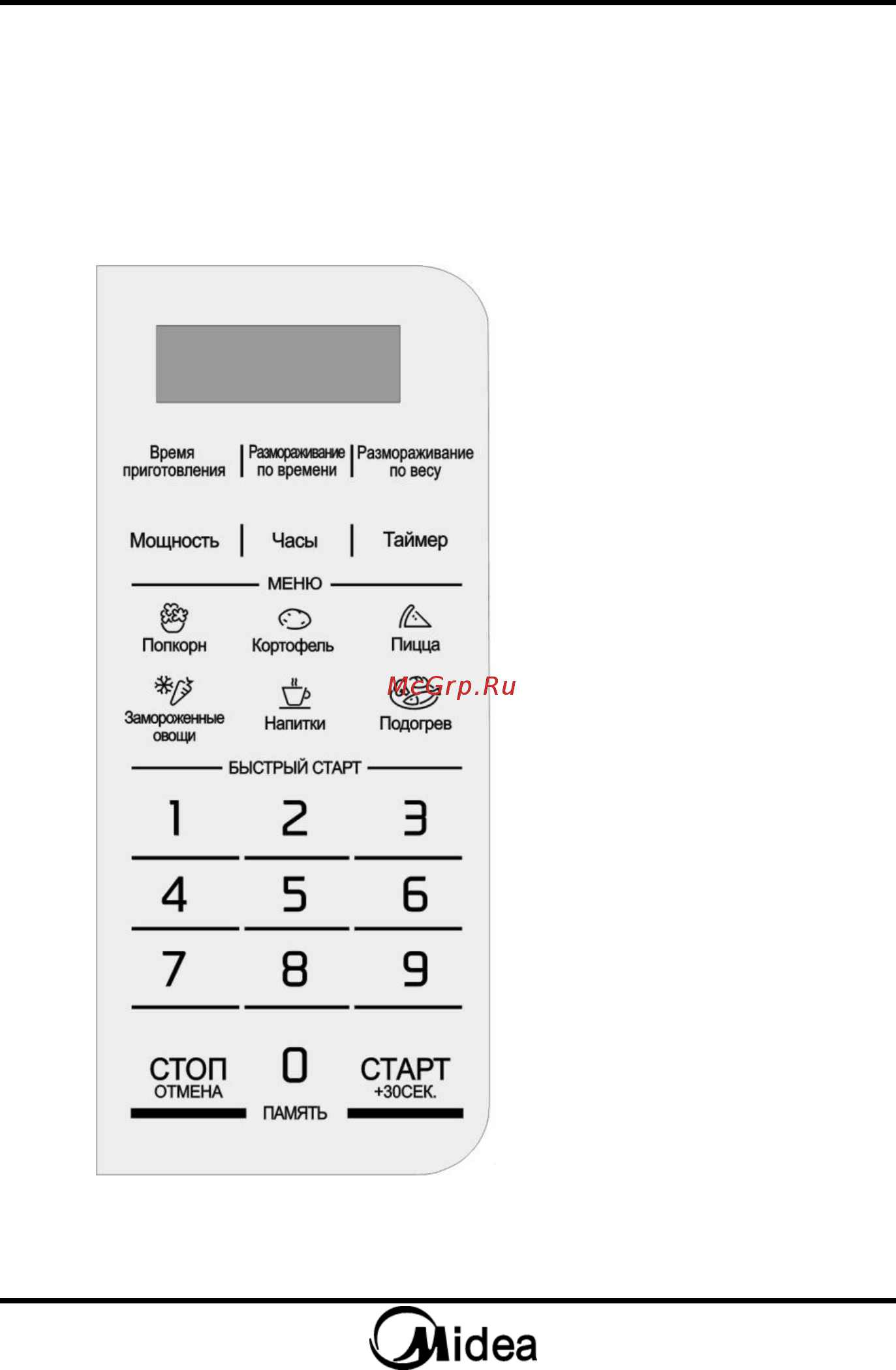 Midea EM820CAA-W 800 Вт белый [10/56] Панель управления