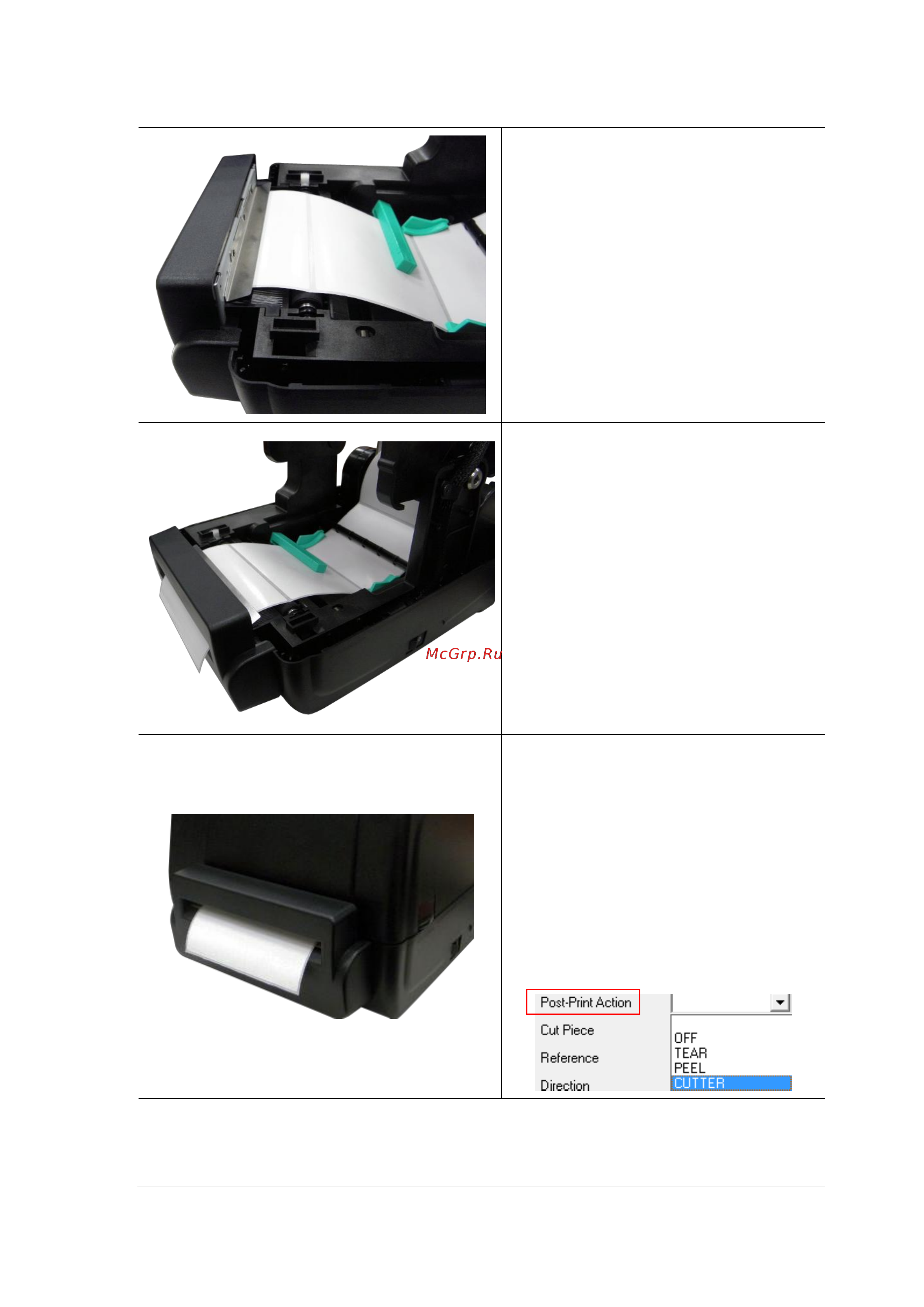 TSC P200 [25/48] Loading the media in cutter mode option