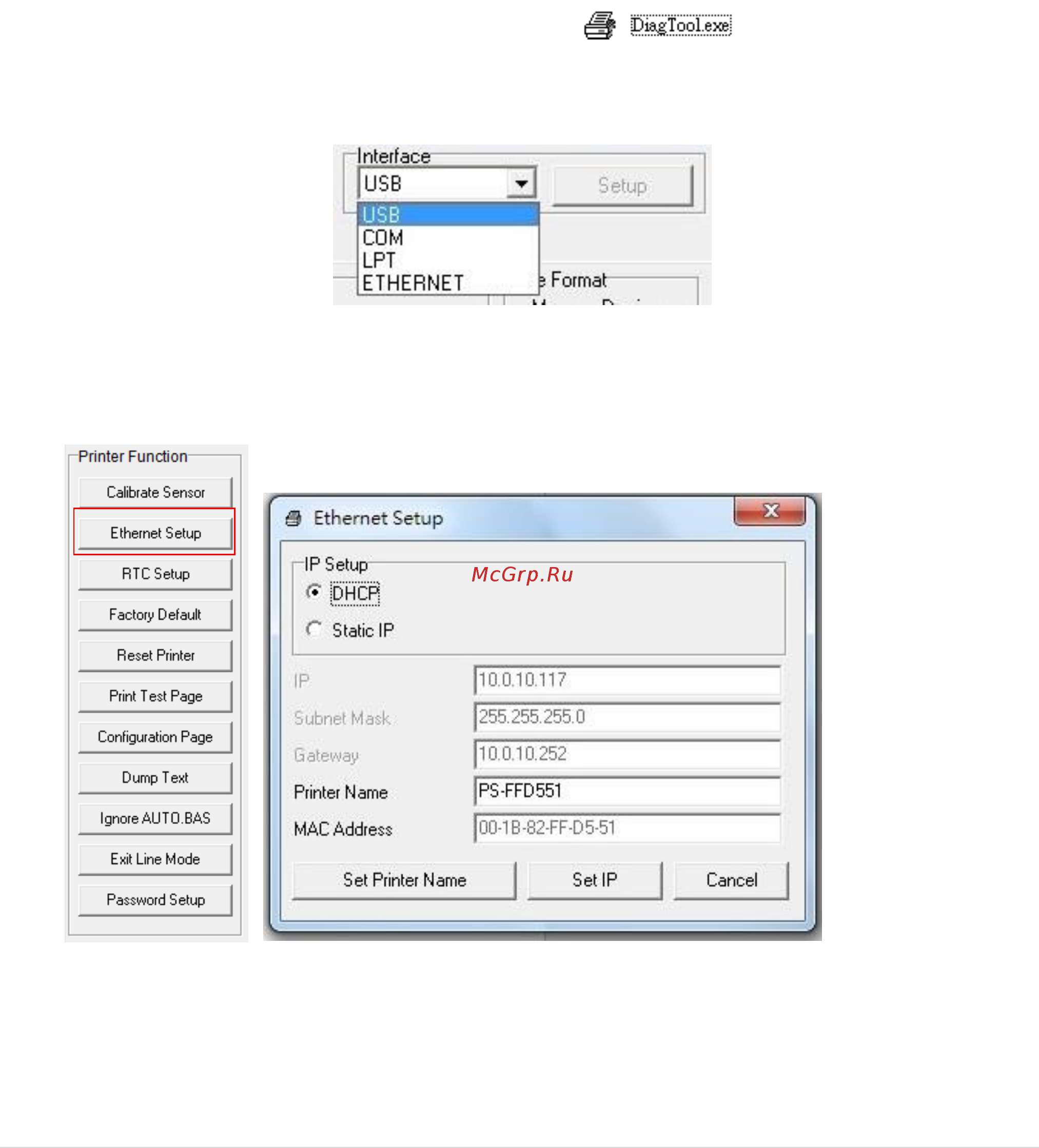TSC MH240 [46/73] Setting ethernet by diagnostic tool