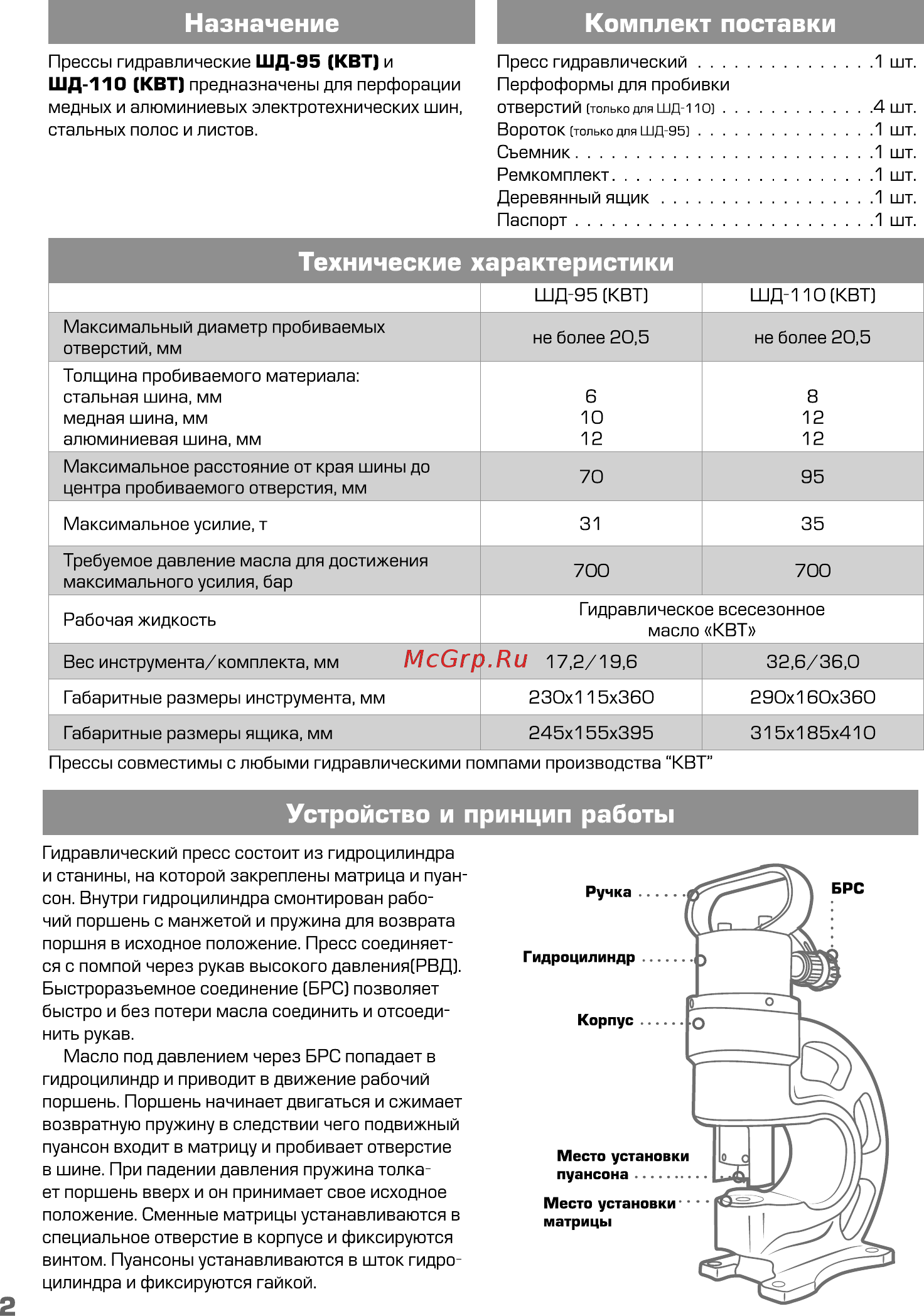 Квт шд-110 67051 [2/4] Назначение комплект поставки