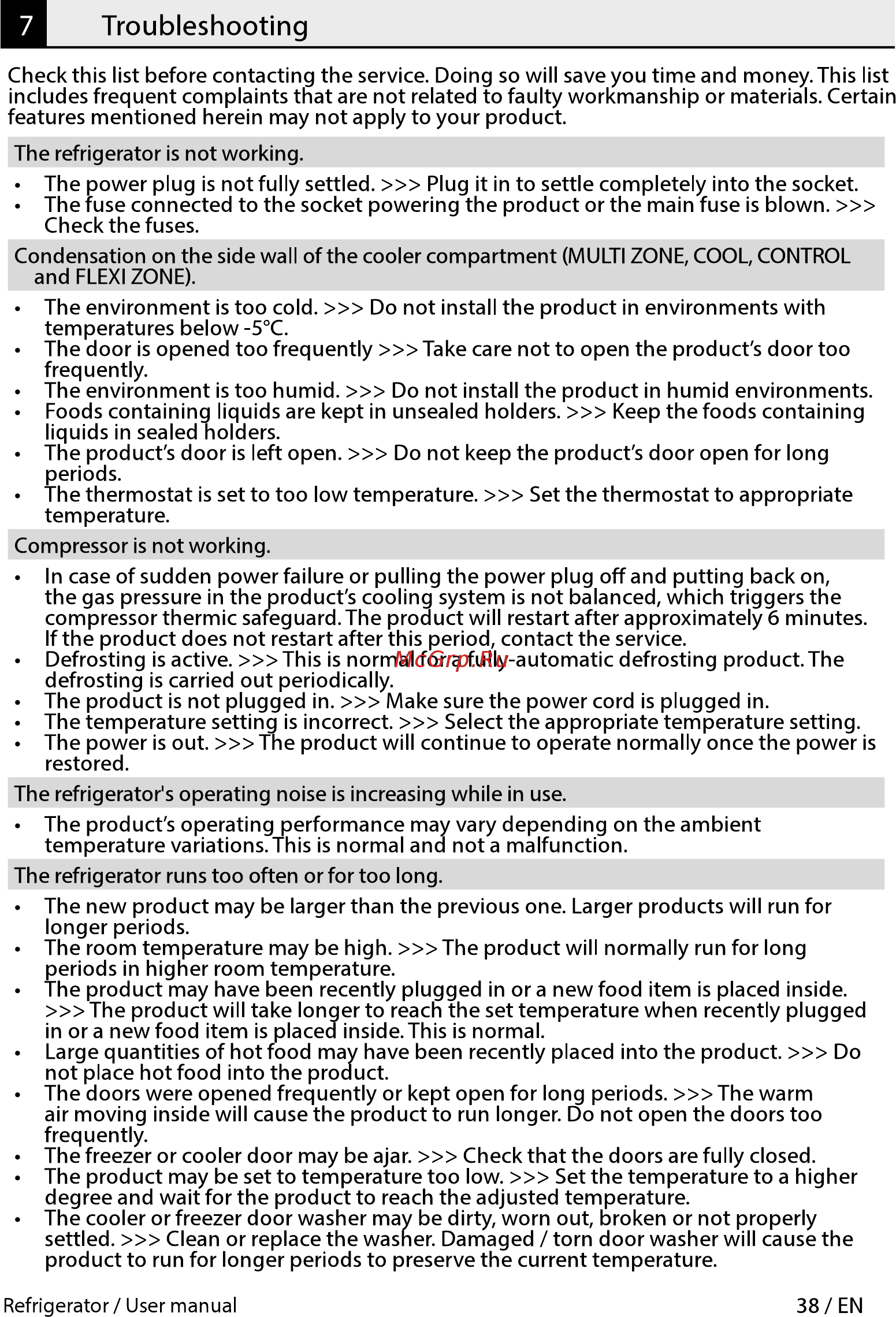 Beko RCNK321K21S [38/44] Troubleshooting