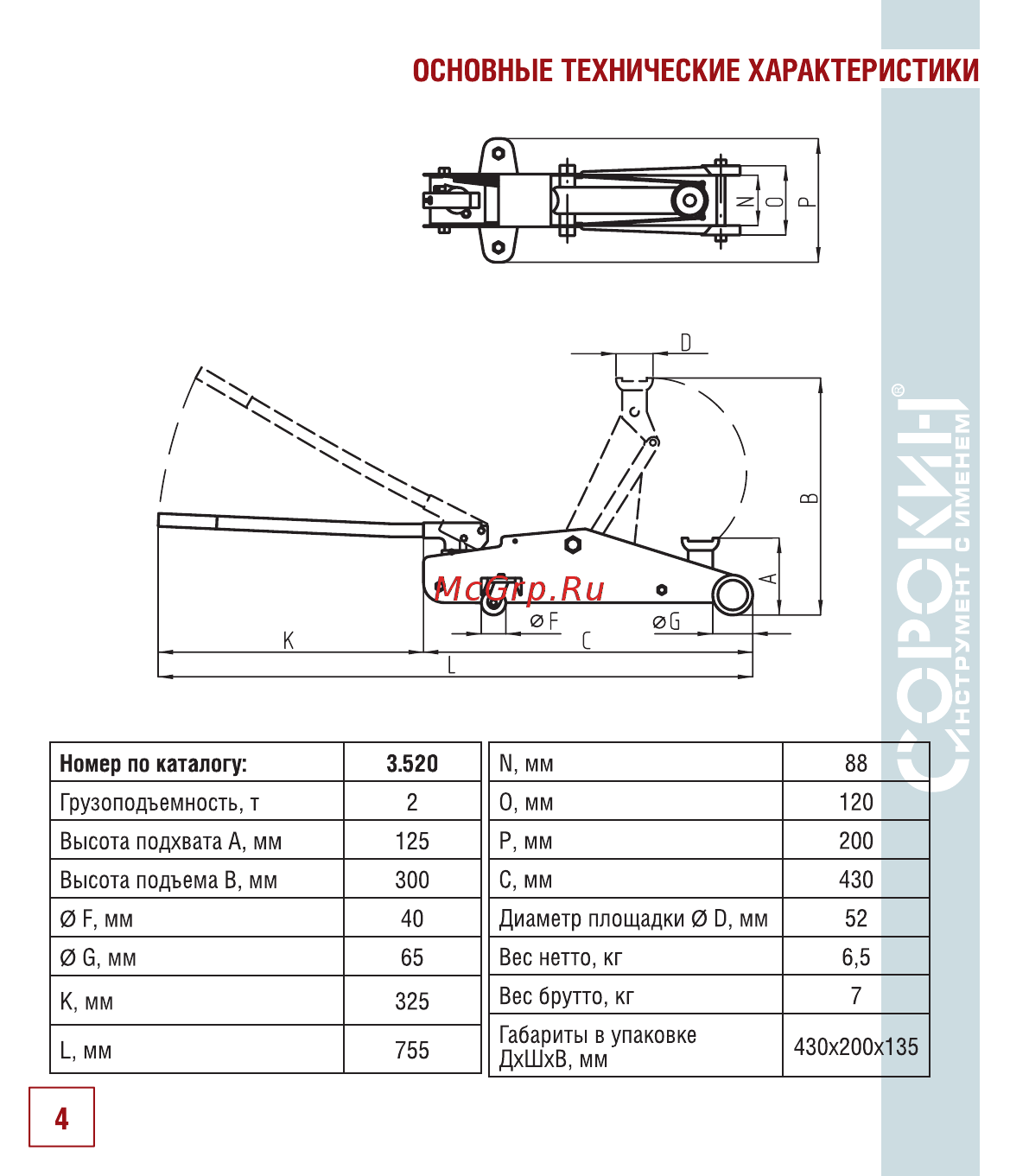 Сорокин hobbyline jack 3.520 [5/18] Основные технические характеристики