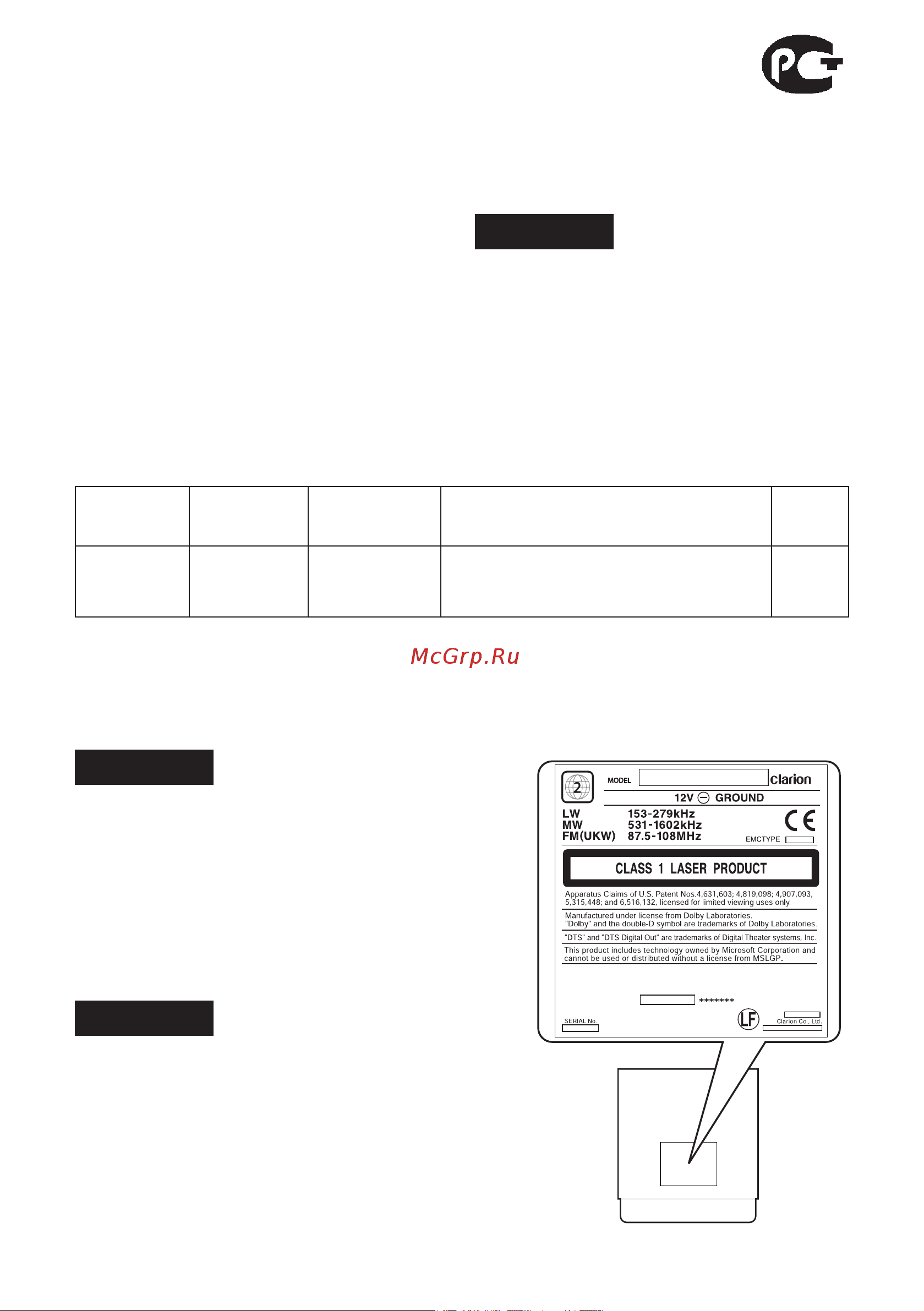 Clarion MAX678RVD [2/81] Âíèìàíèå