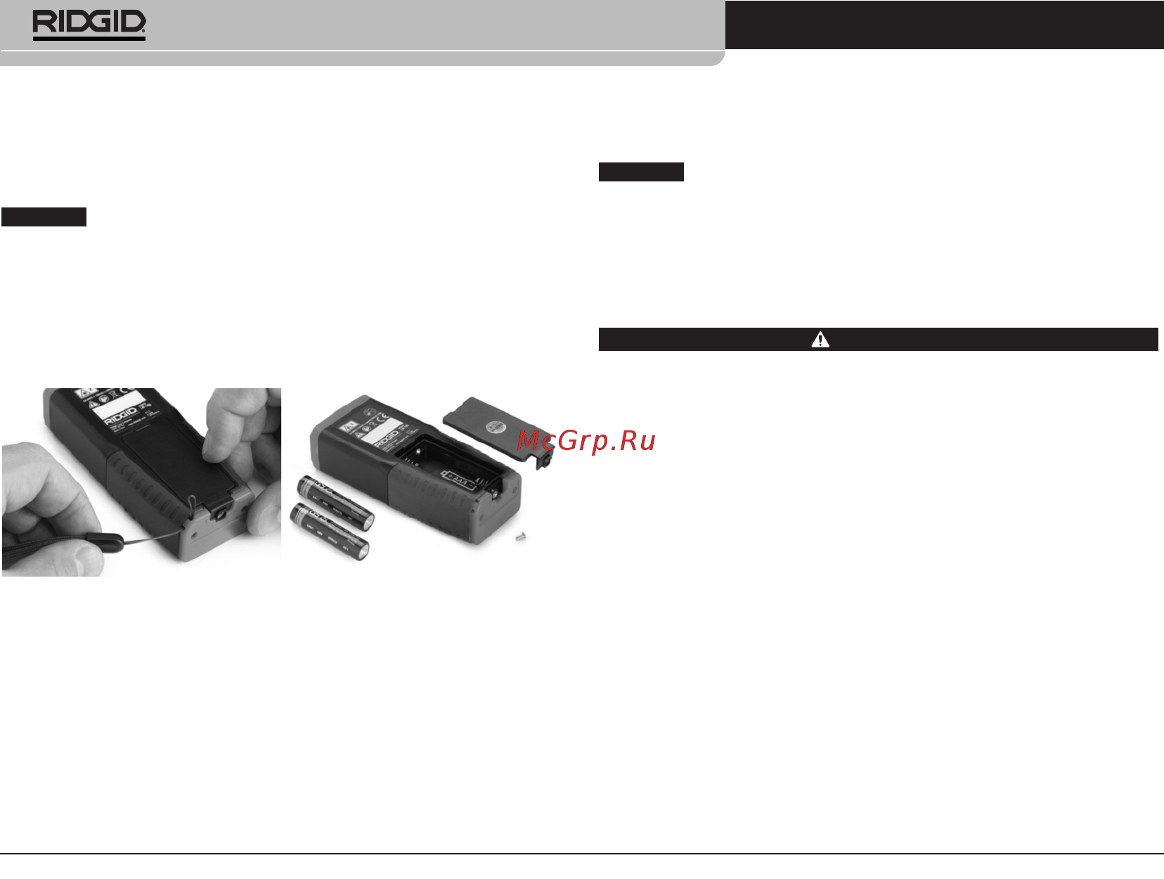 Ridgid LM-100 micro 36158 [10/318] Changing installing batteries