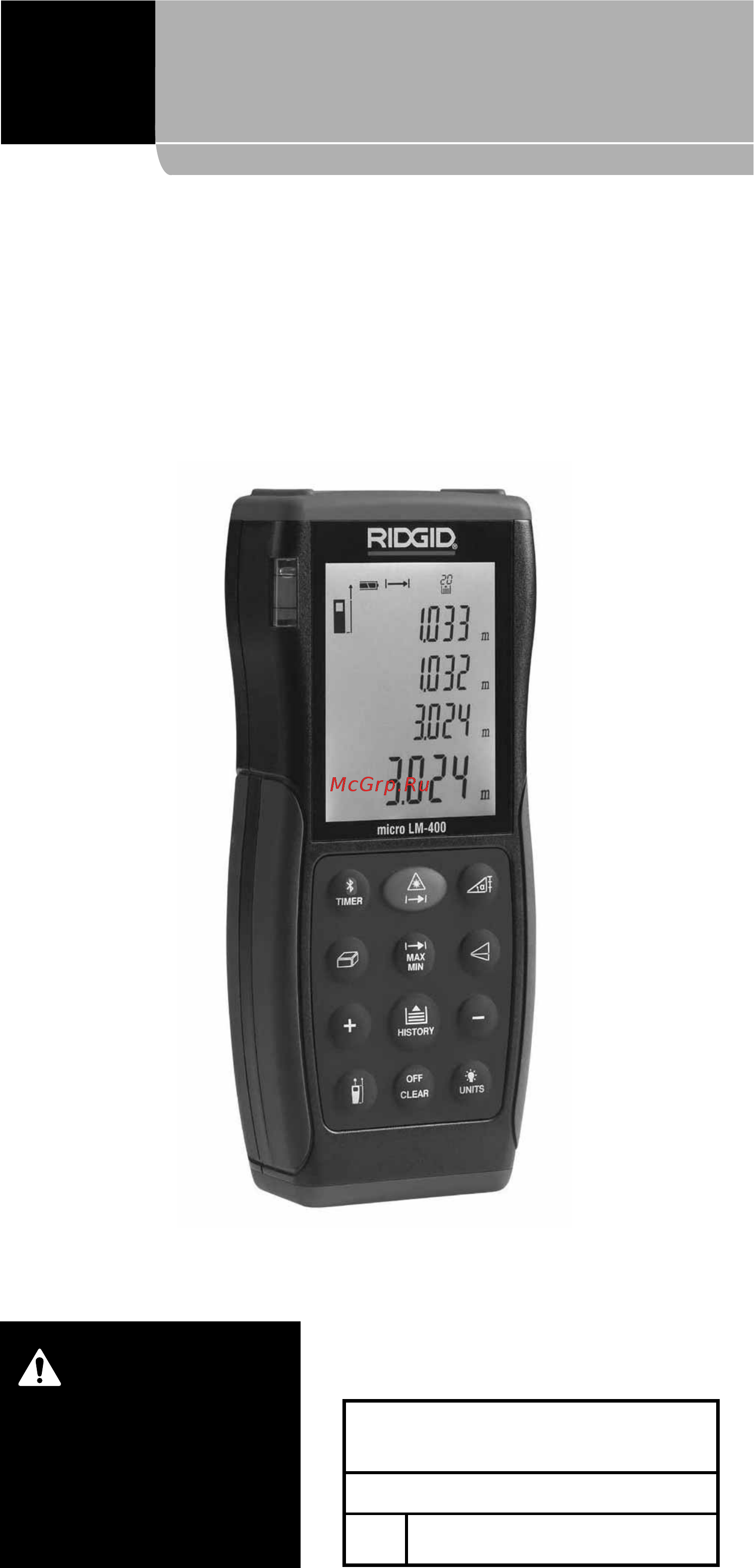 Ridgid micro LM-400 36813 [361/446] Laserski merilnik razdalje micro lm 400