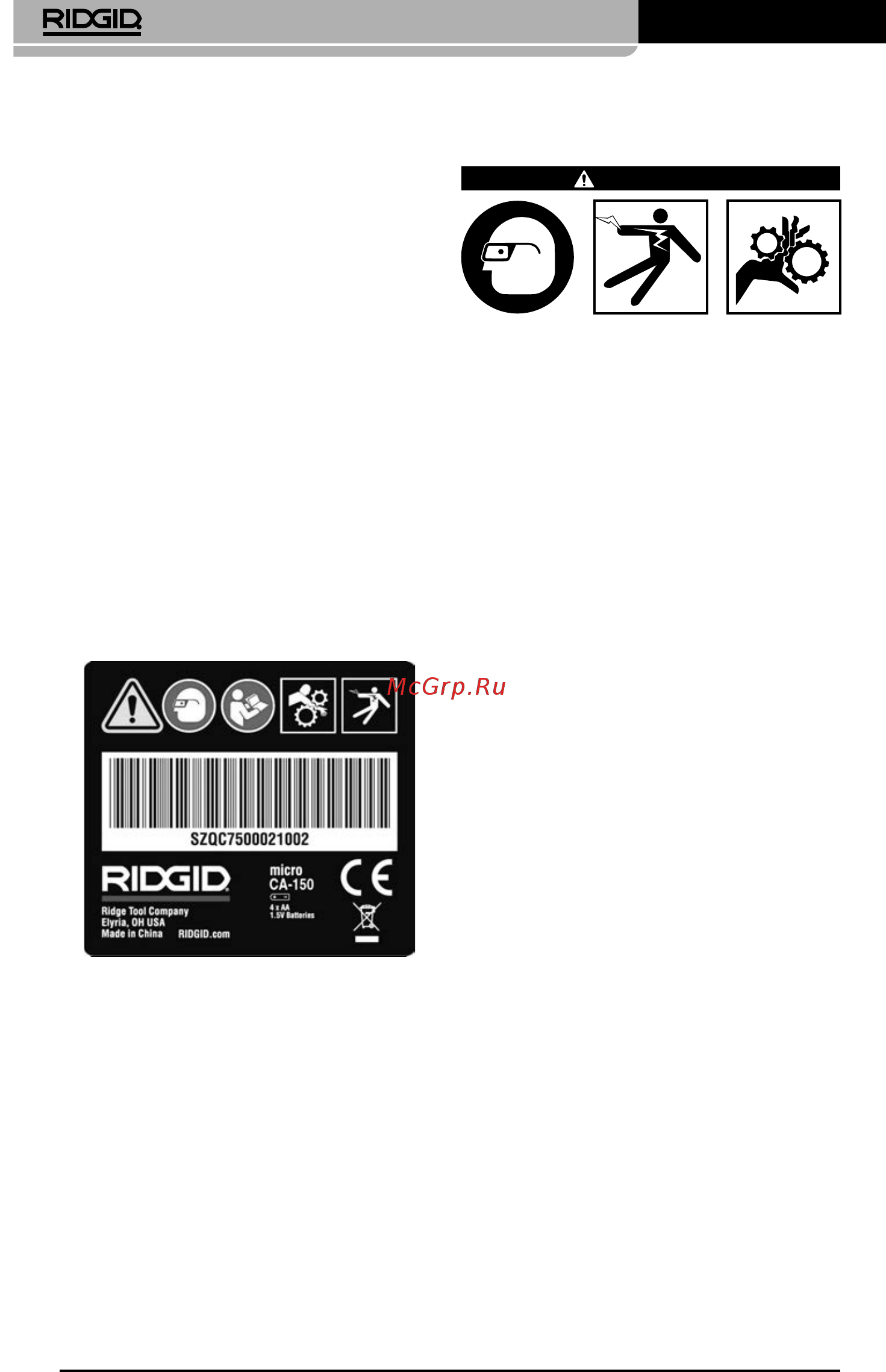 Ridgid CA-150 36848 [152/282] Příprava nástroje a pracovní oblasti
