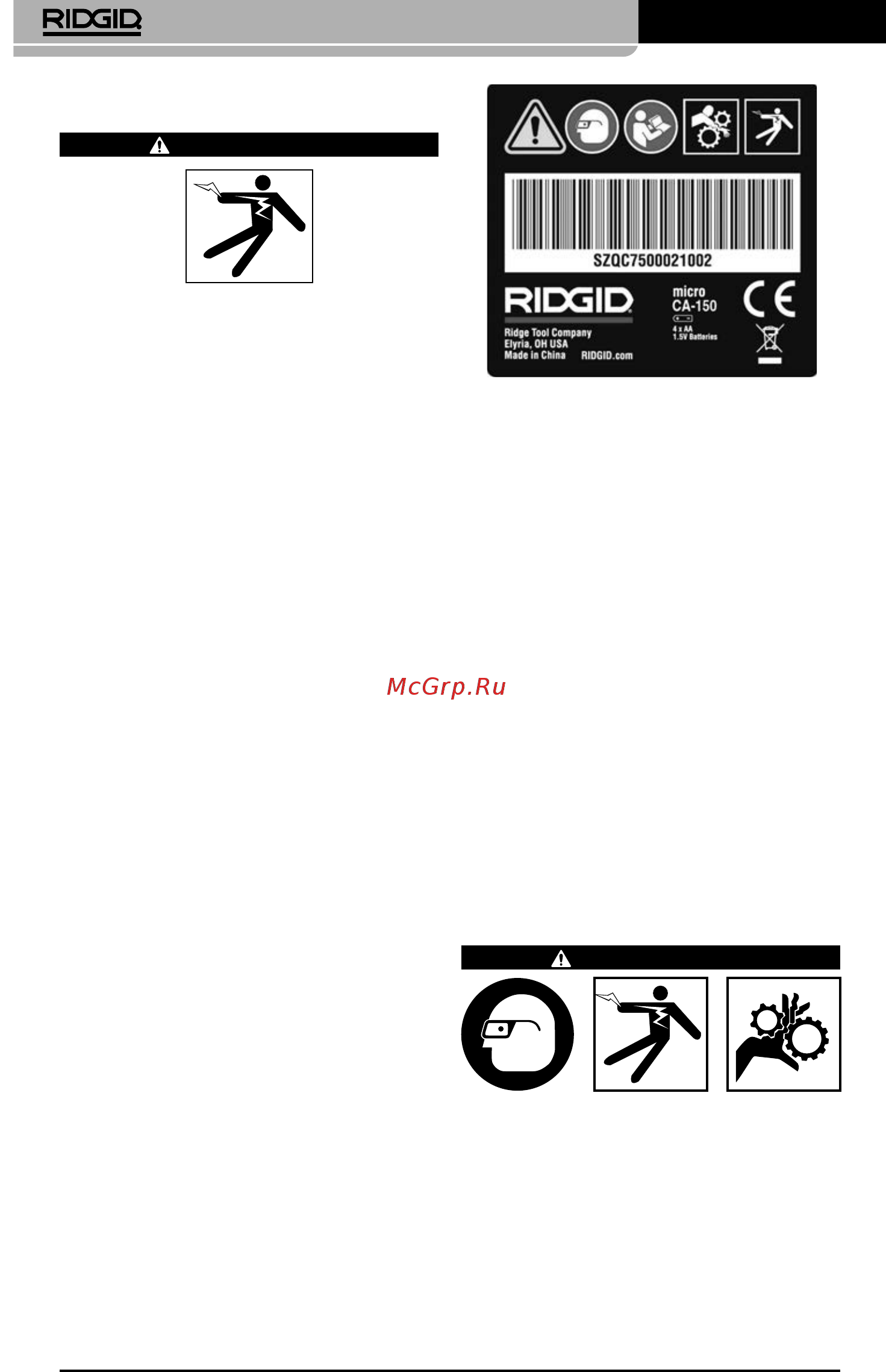 Ridgid CA-150 36848 [56/282] Afstelling van het apparaat en inrichting van de werkplek