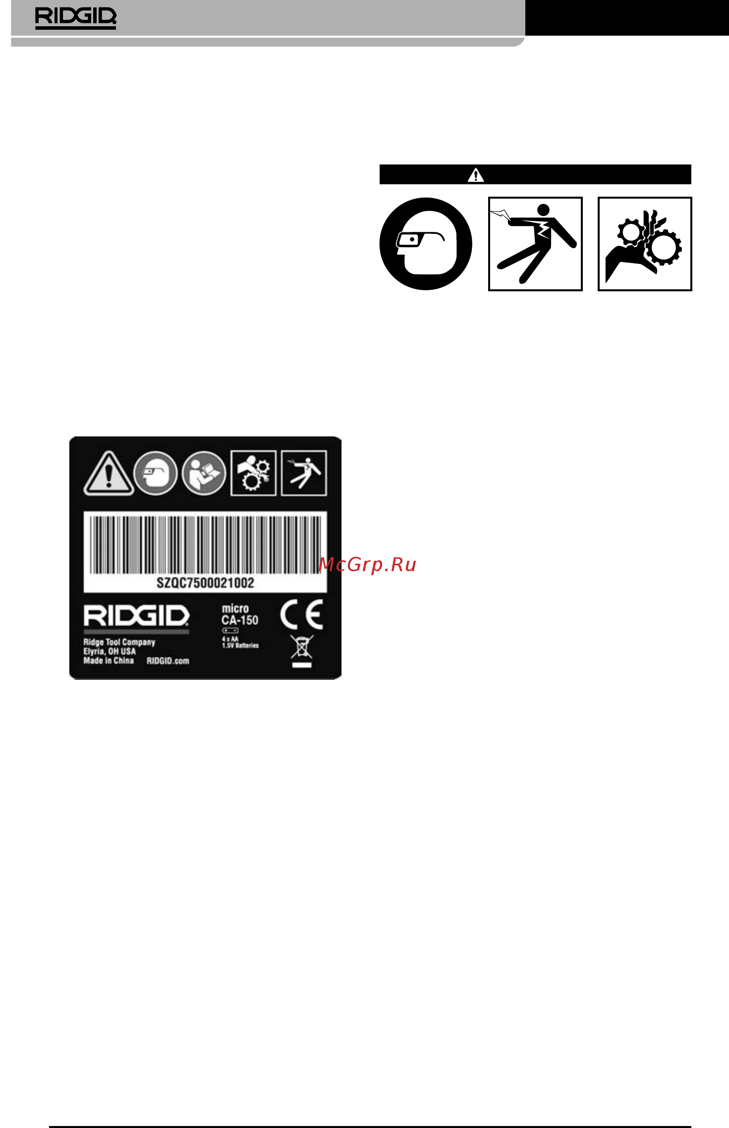 Ridgid CA-150 36848 [68/282] Preparazione dell apparecchio e dell area di lavoro