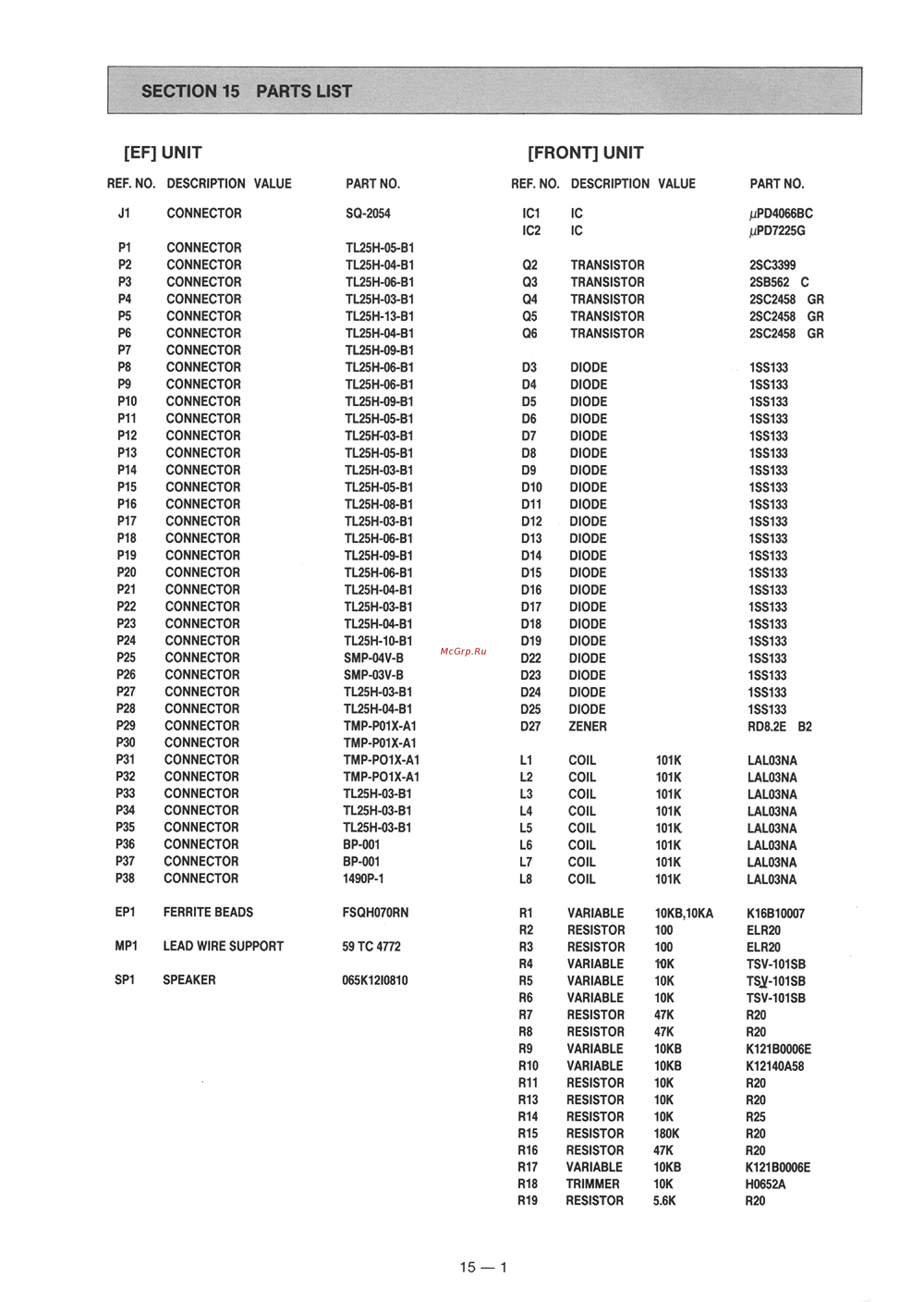 Yaesu IC-735 [103/149] Parts list
