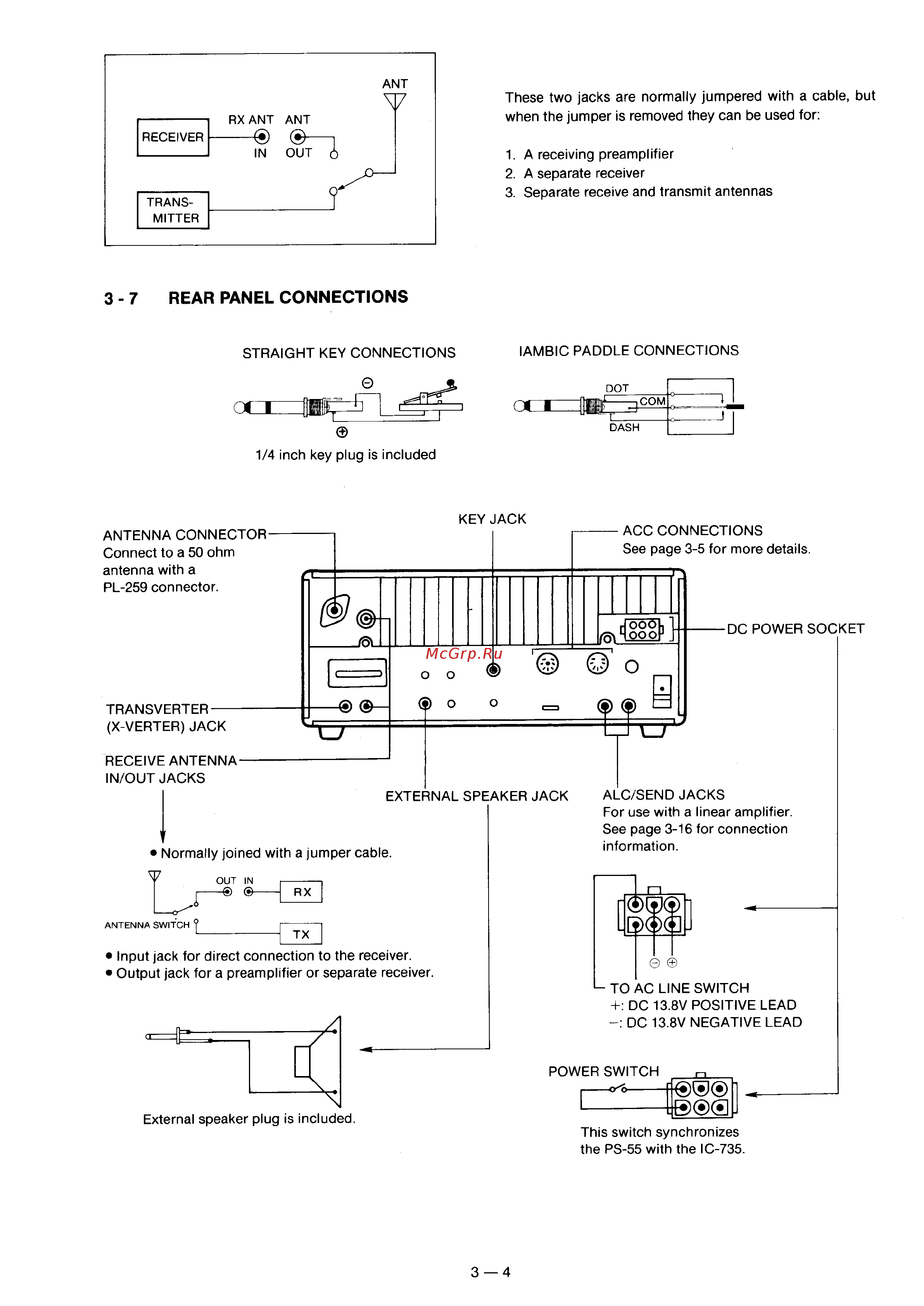 Yaesu IC-735 [11/149] 7 rear panel connections