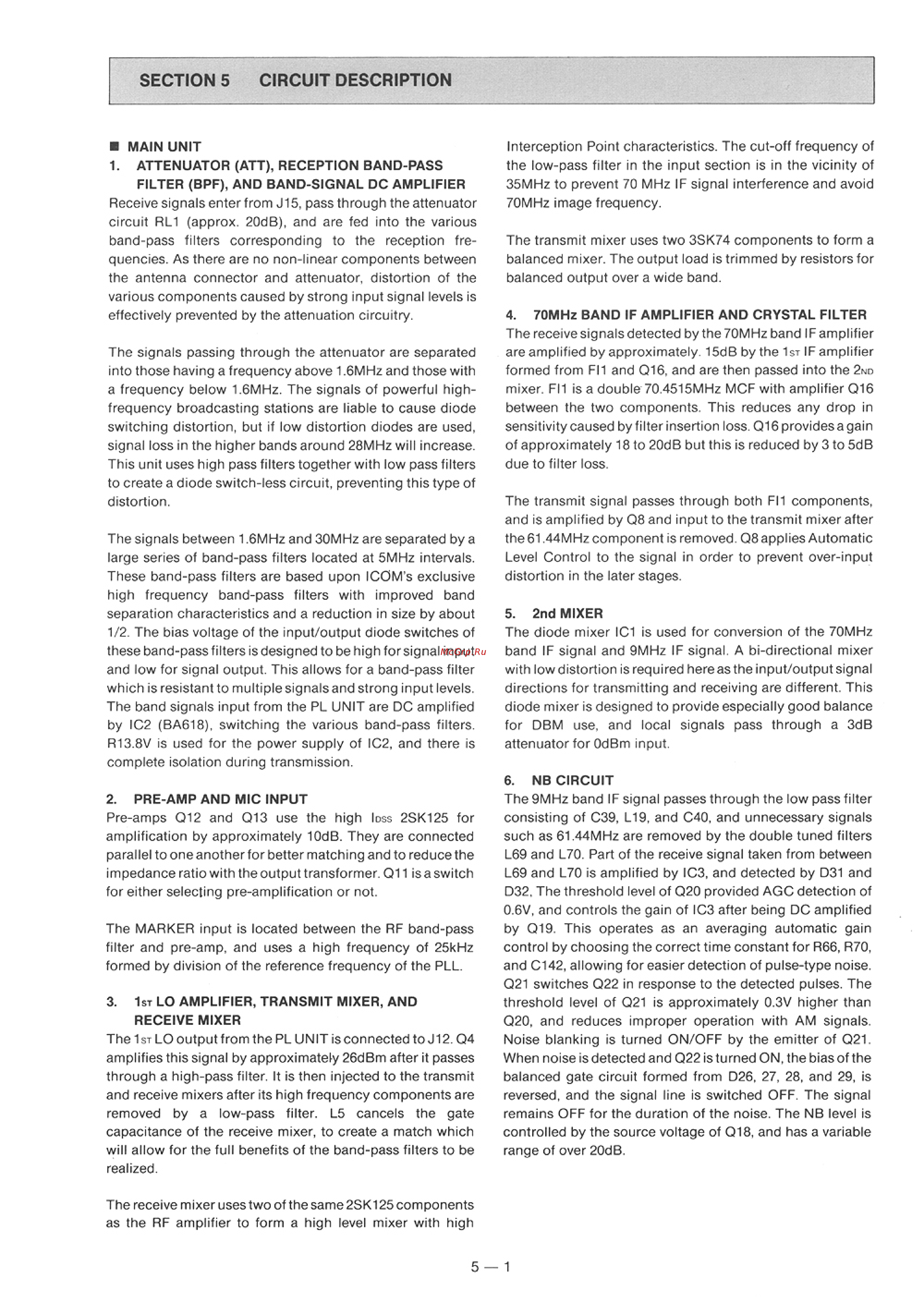 Yaesu IC-735 [15/149] Section 5 circuit description