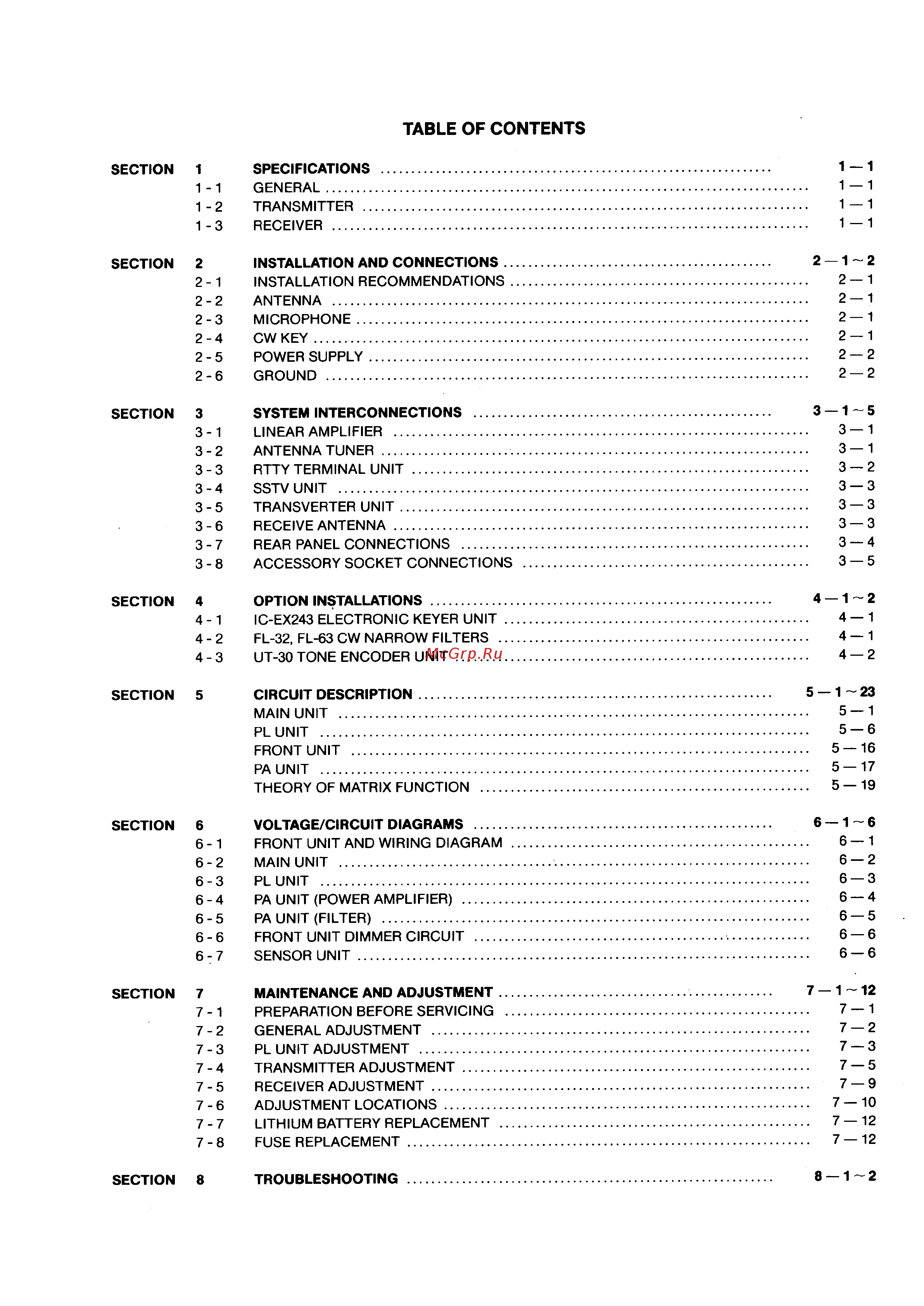 Yaesu IC-735 [3/149] Table of contents