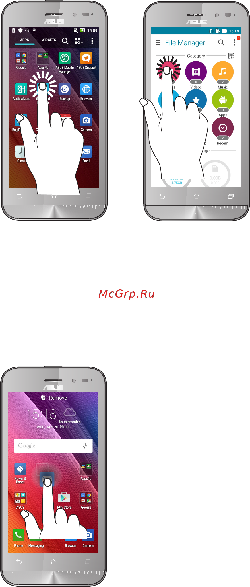 Asus ZenFone Go (ZB452KG) [18/102] Использование сенсорного экрана
