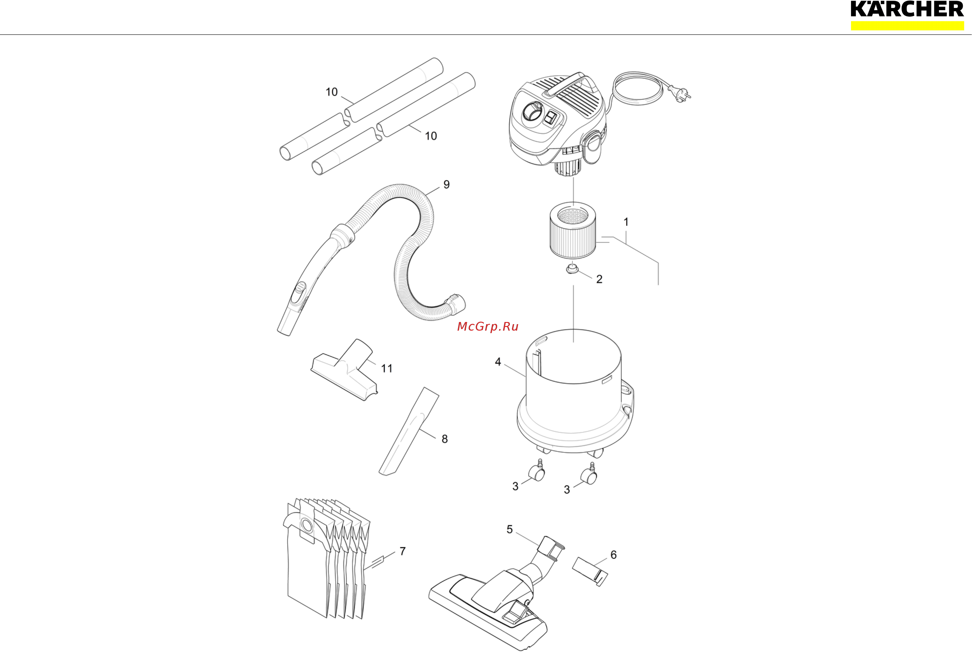 Karcher WD 2 Home Каталог запасных частей онлайн