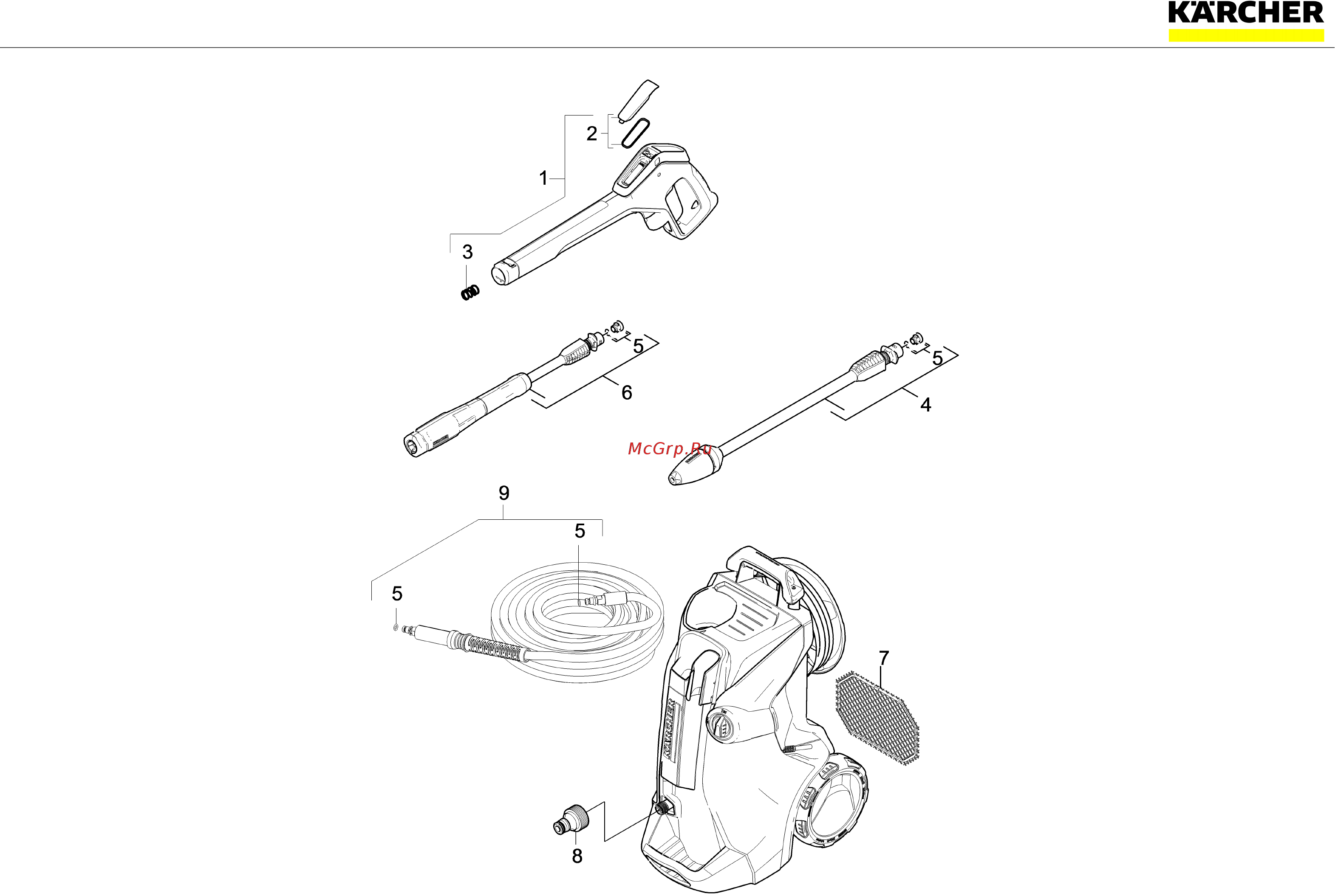 Karcher K 4 Premium Full Control Краткий каталог запасных частей онлайн