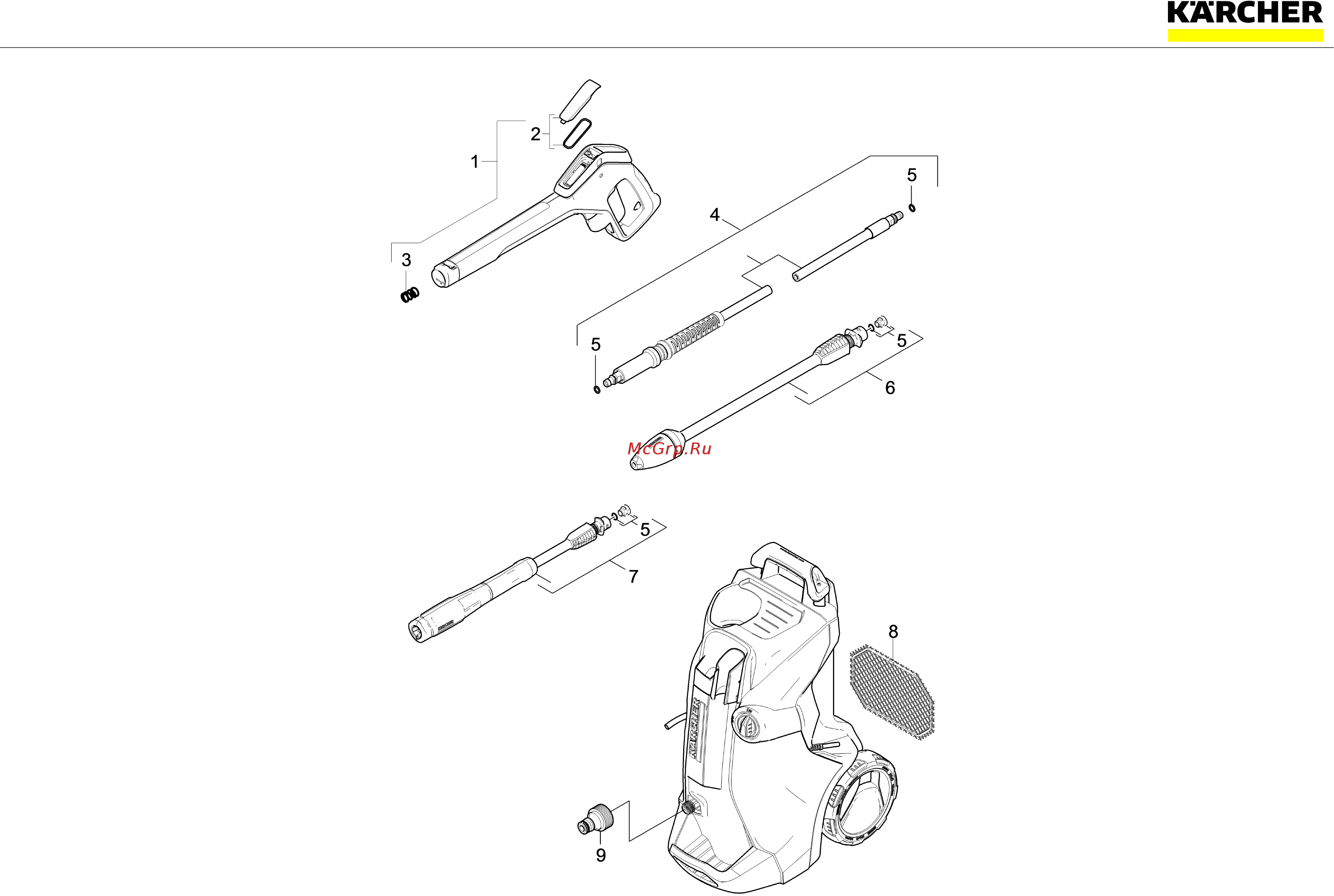 Karcher K 4 Full Control Краткий каталог запасных частей онлайн