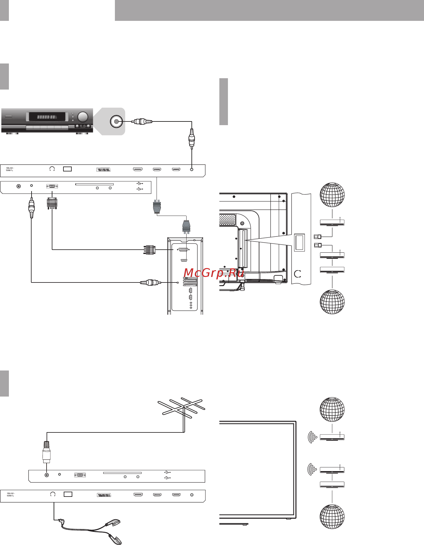BBK 40LEX-5031/FT2C [10/28] Подключение наушников и антенного кабеля