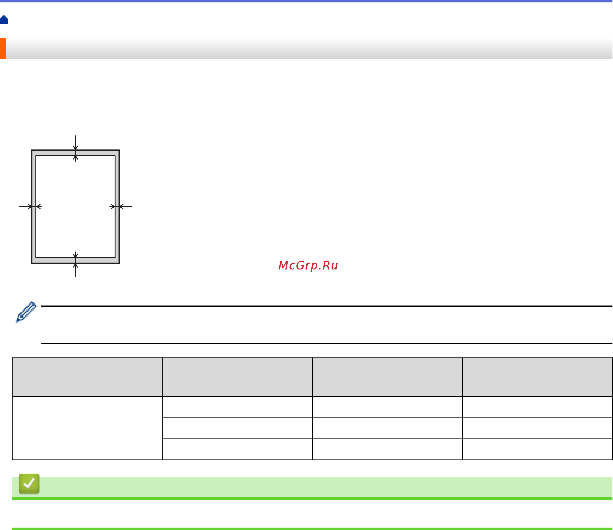 Brother HL-L5000D [44/407] Цифрами ниже обозначены недоступные для печати области на краях листов бумаги наиболее распространенных форматов размер этих зон зависит от формата бумаги и настроек в используемом приложении