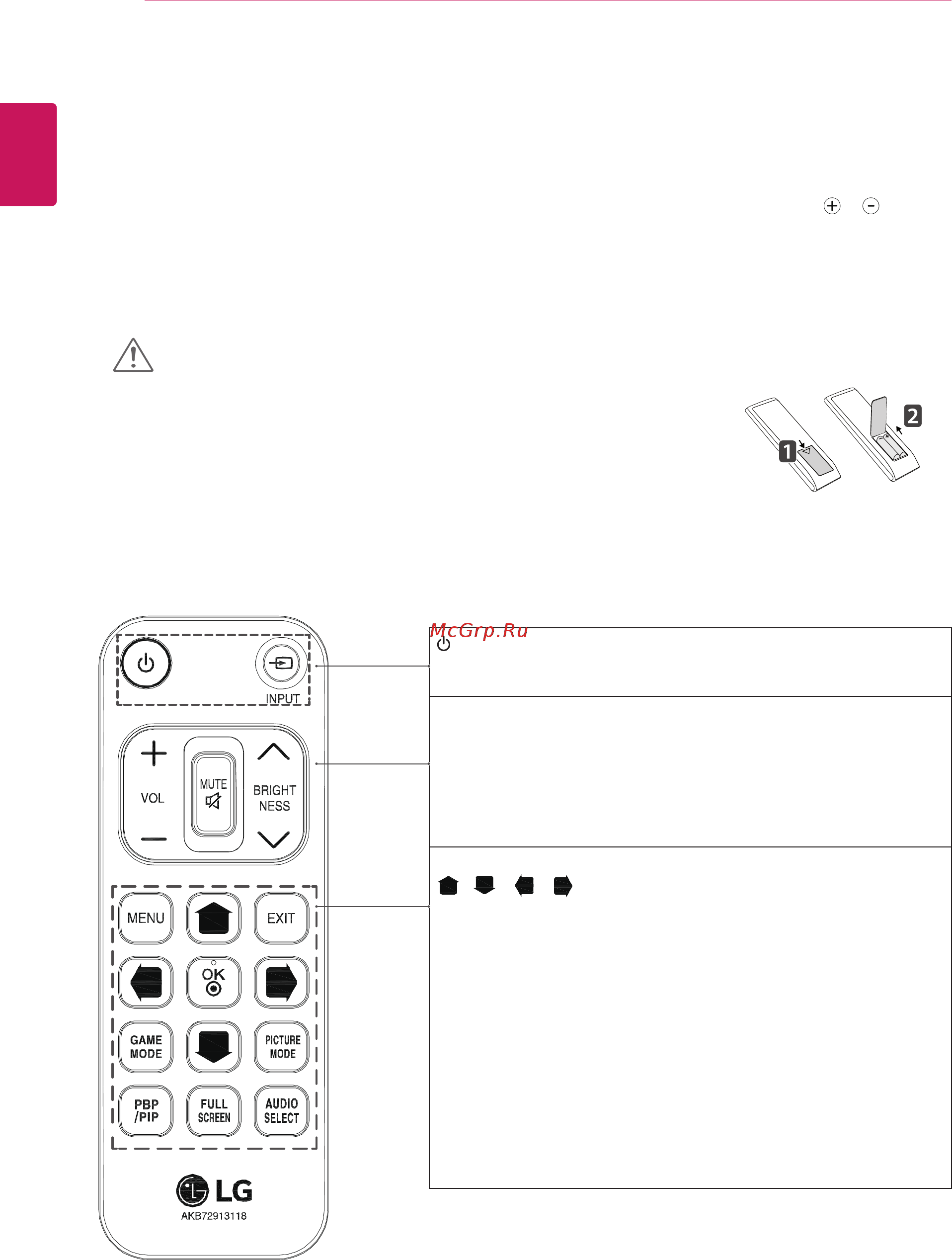 LG 43UD79-B [18/39] Пульт дистанционного управления