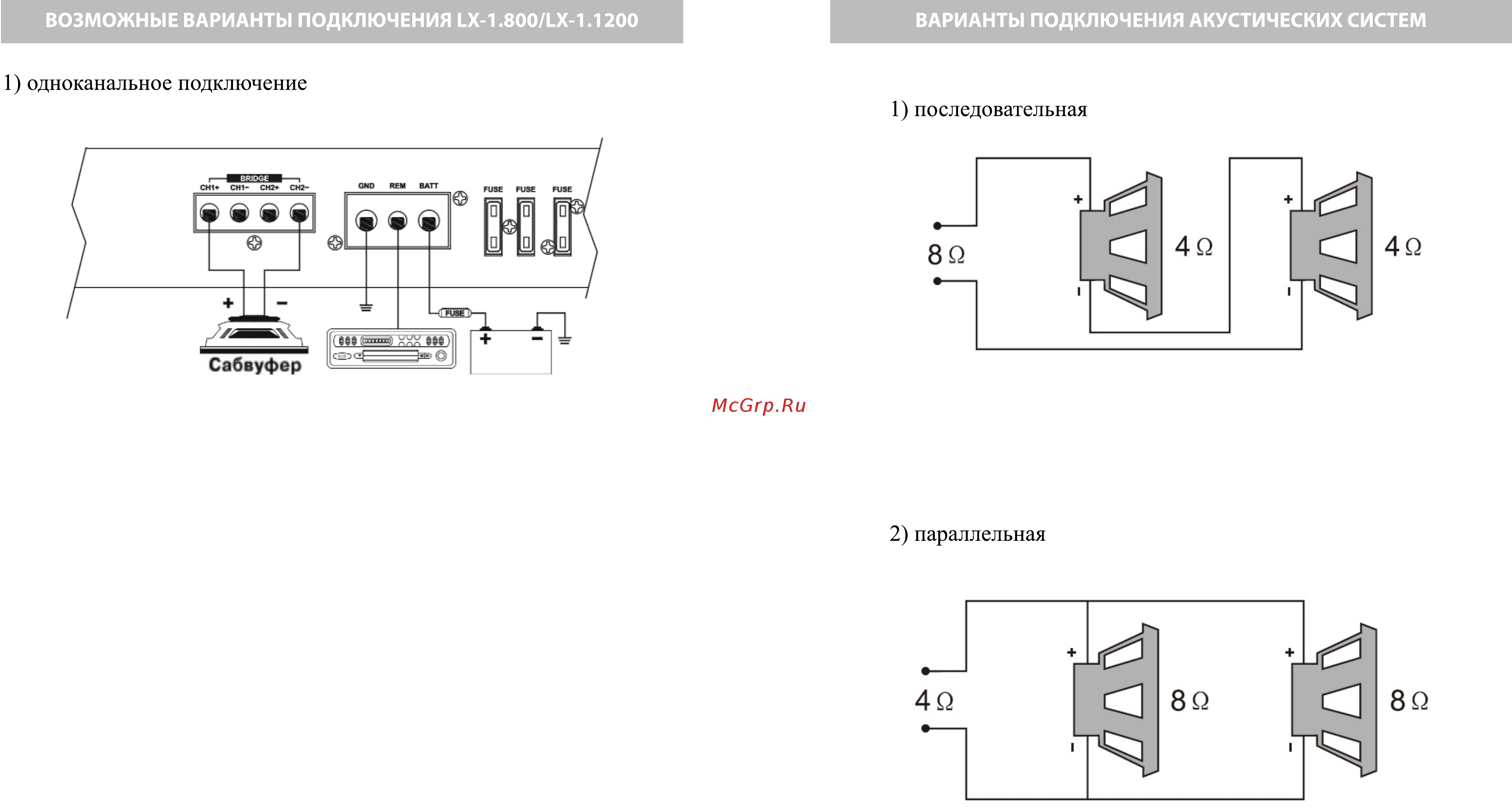 ACV LX LX-2.60 [6/10] Одноканальное подключение
