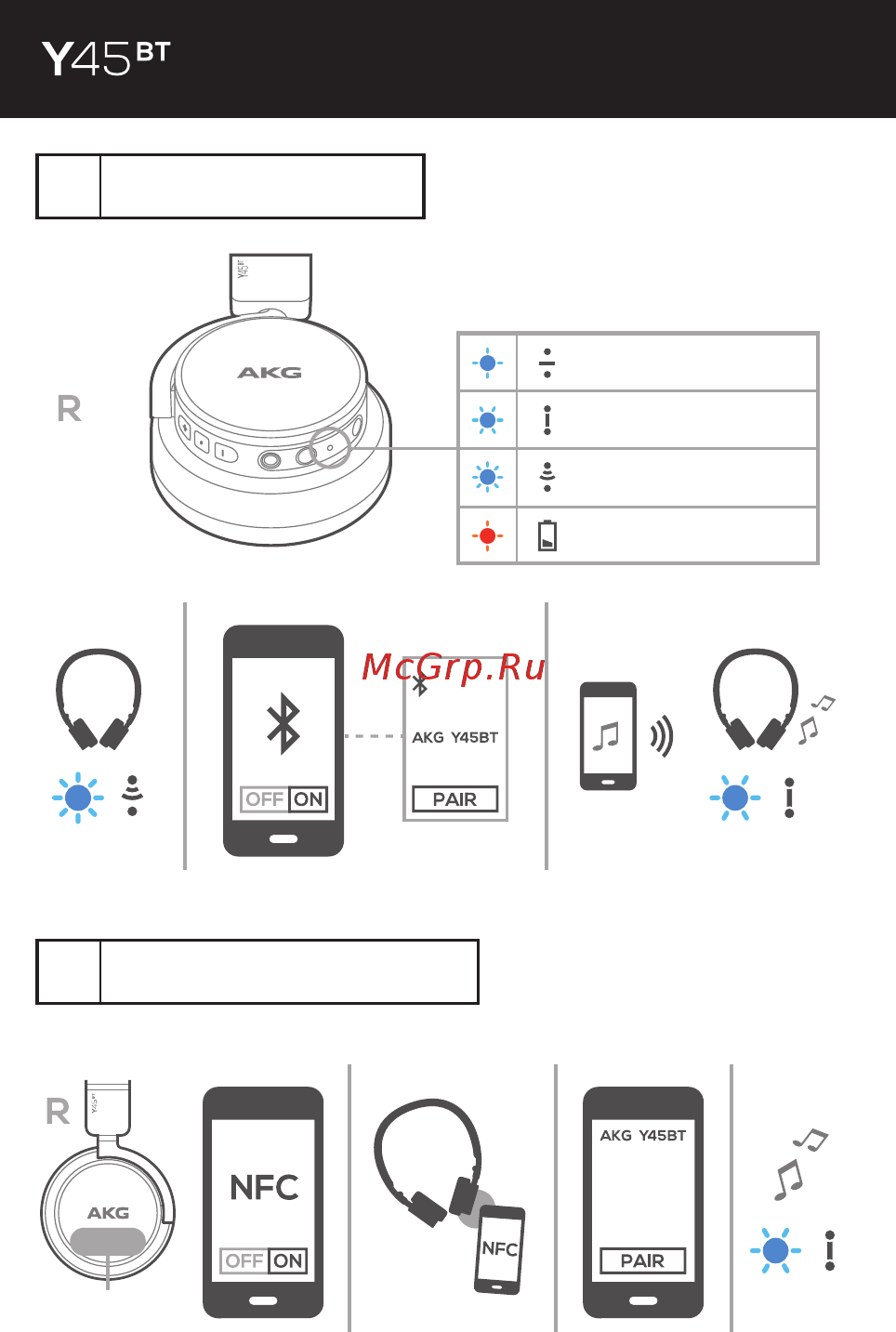 AKG Y45 BT Инструкция по эксплуатации онлайн [3/8] 777928