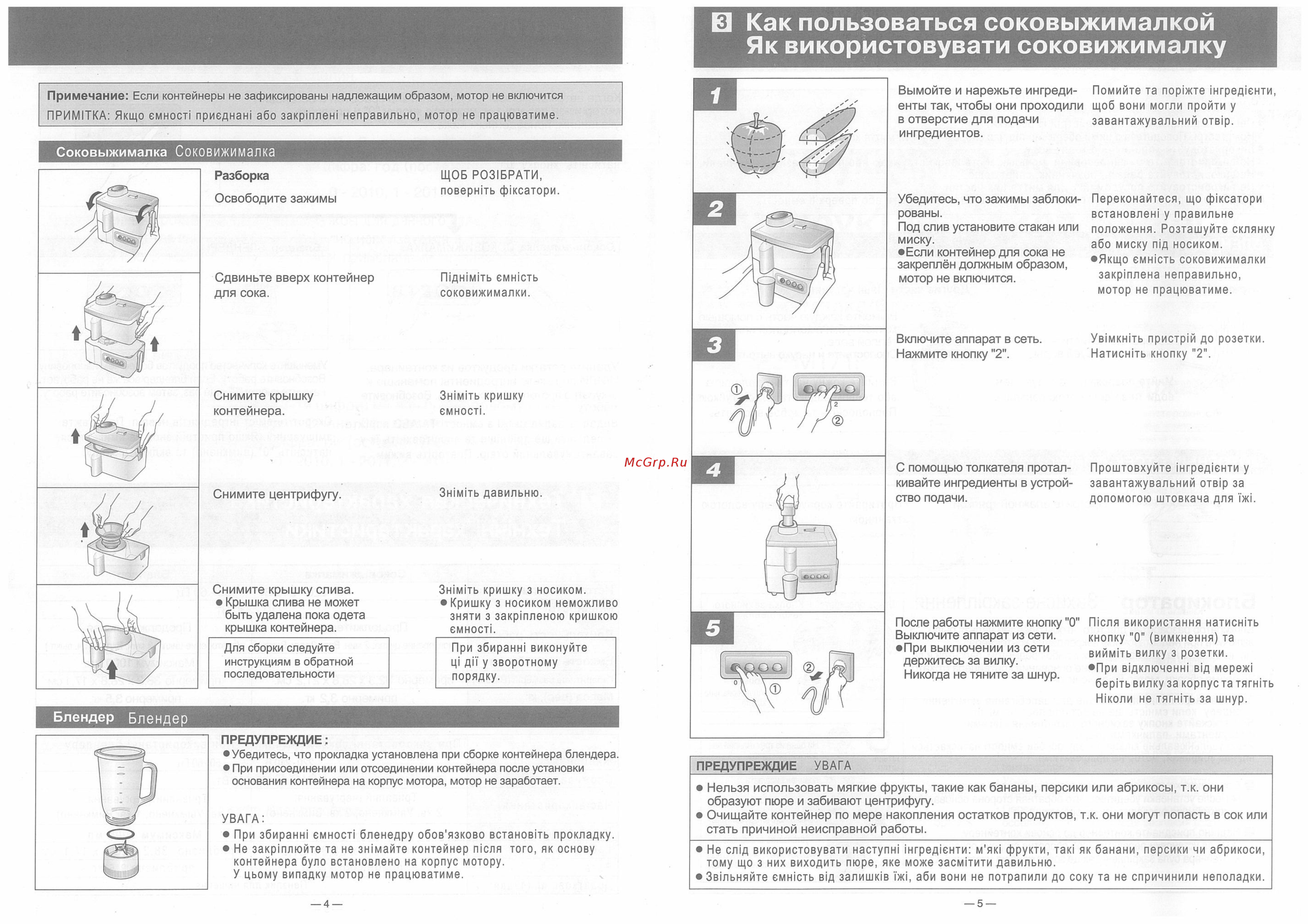 Panasonic MJ-M171P [3/7] И как пользоваться соковыжималкой