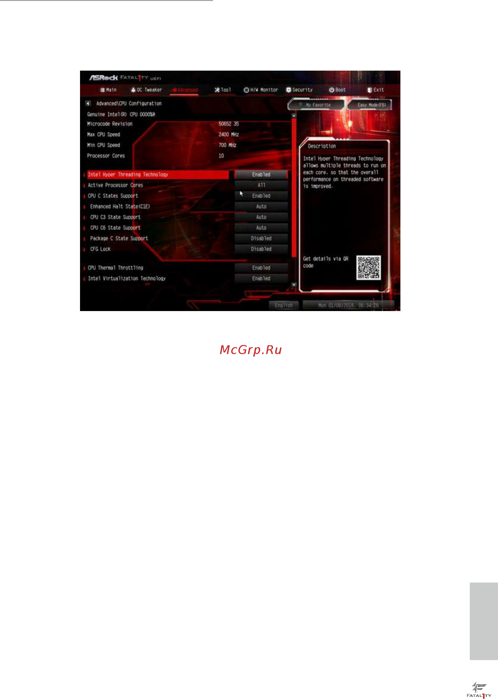 ASRock FATAL1TY X299 PROFESSIONAL GAMING I9 [89/109] Cpu configuration