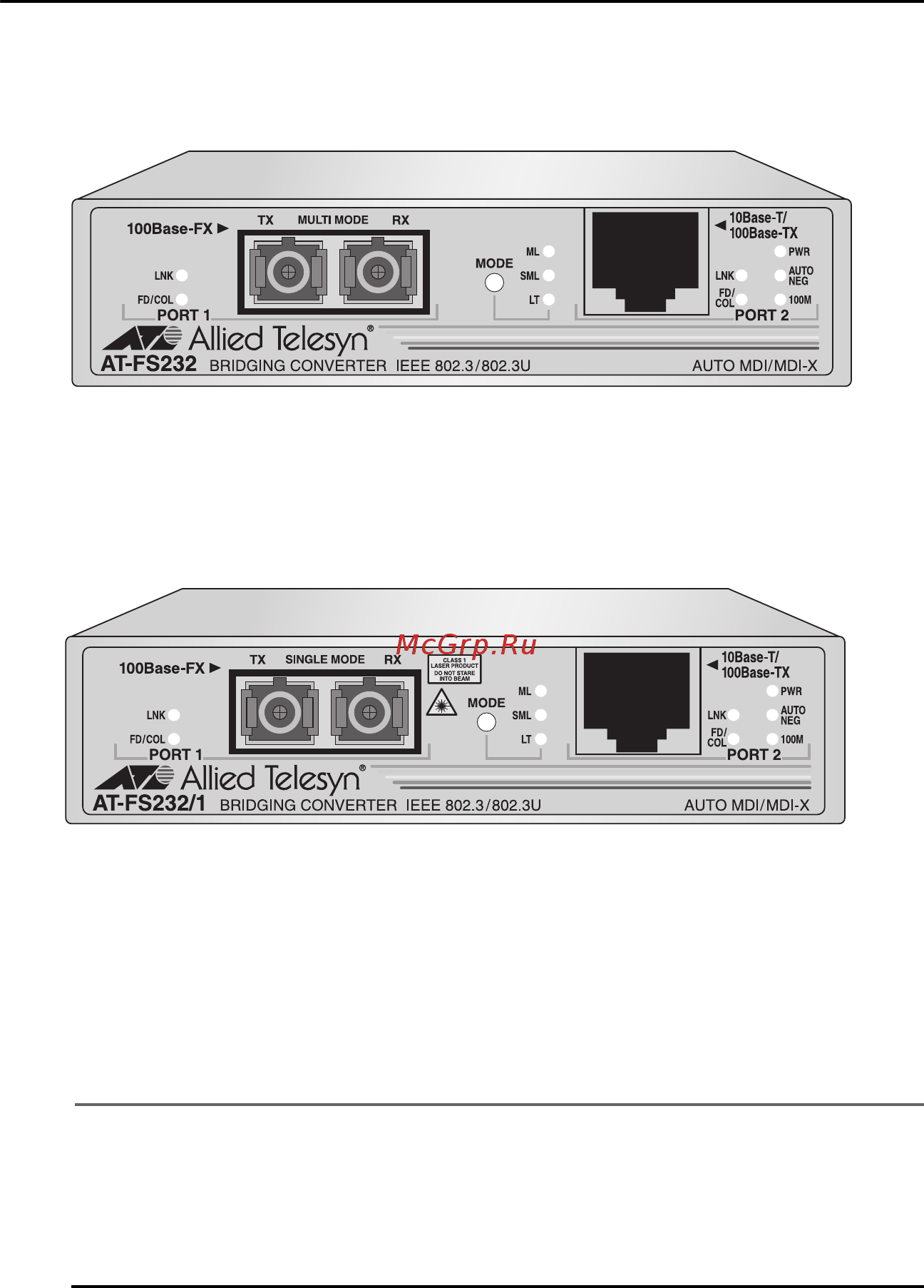 Allied Telesis at-fs232/1-60 [14/68] Компоненты мостовых конвертеров