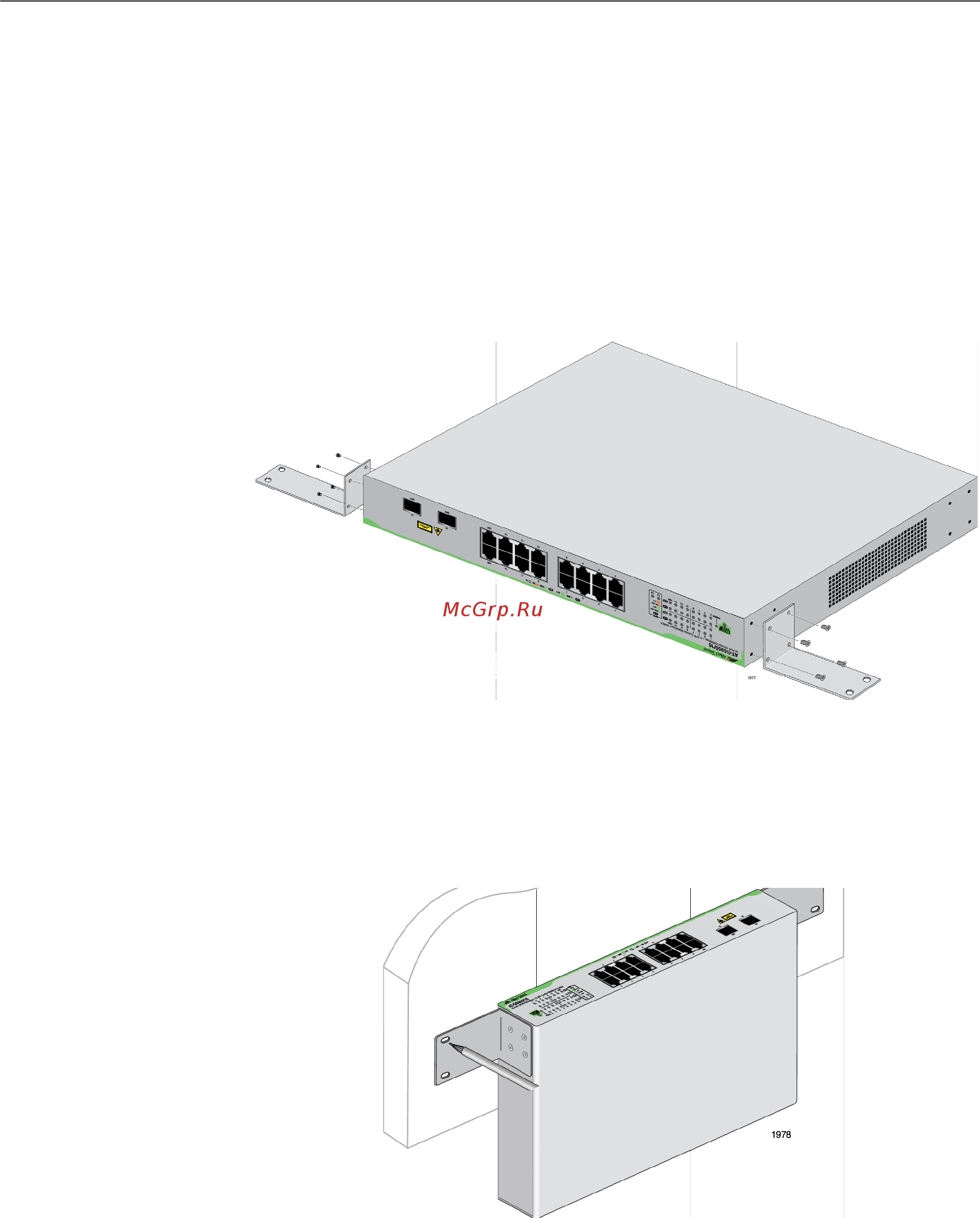 Allied Telesis at-gs950/48-50 [38/52] Крепление коммутатора на стену