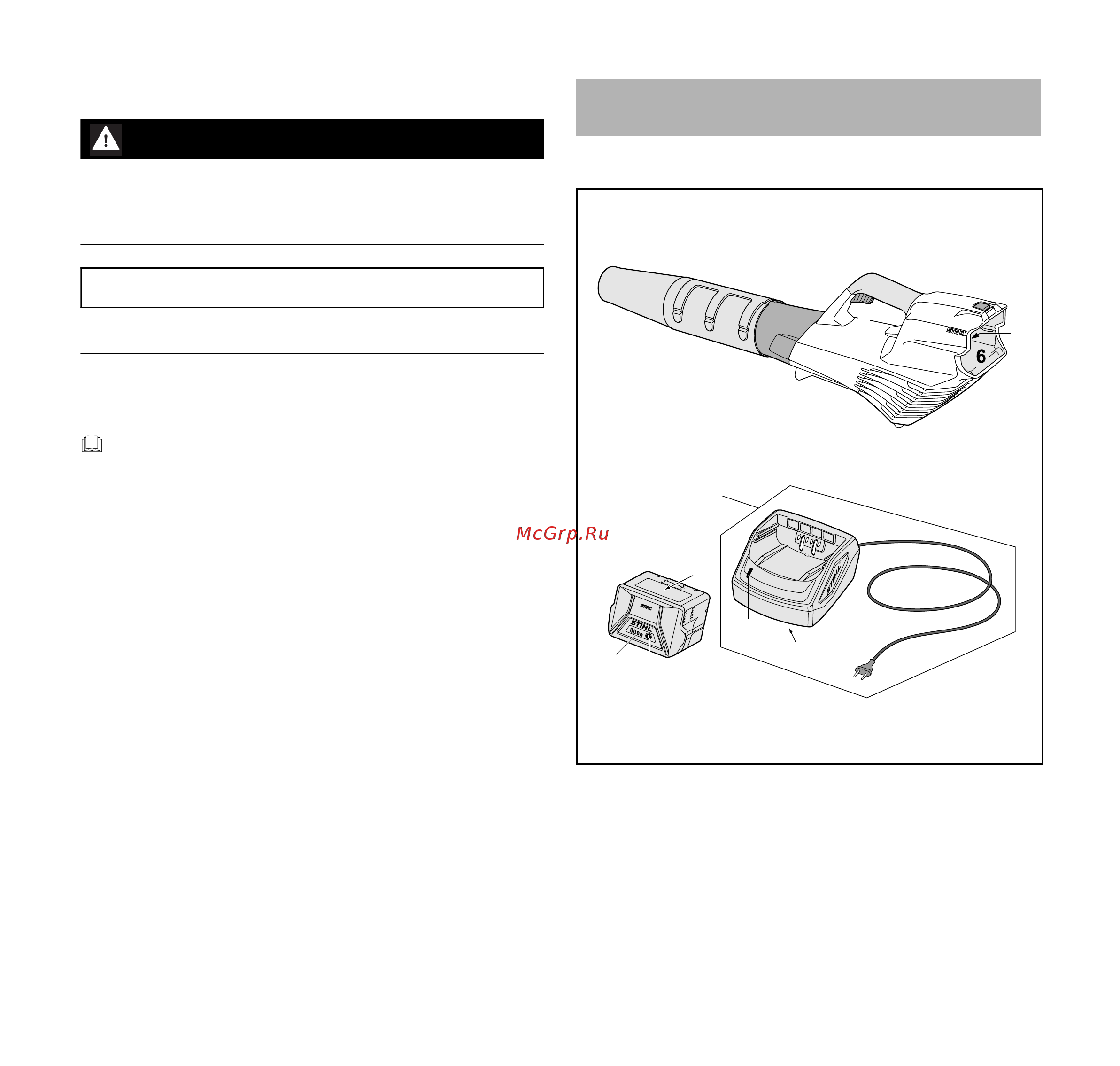 Stihl BGA 56 + АК 20 + AL 101 [27/224] Varningar i texten